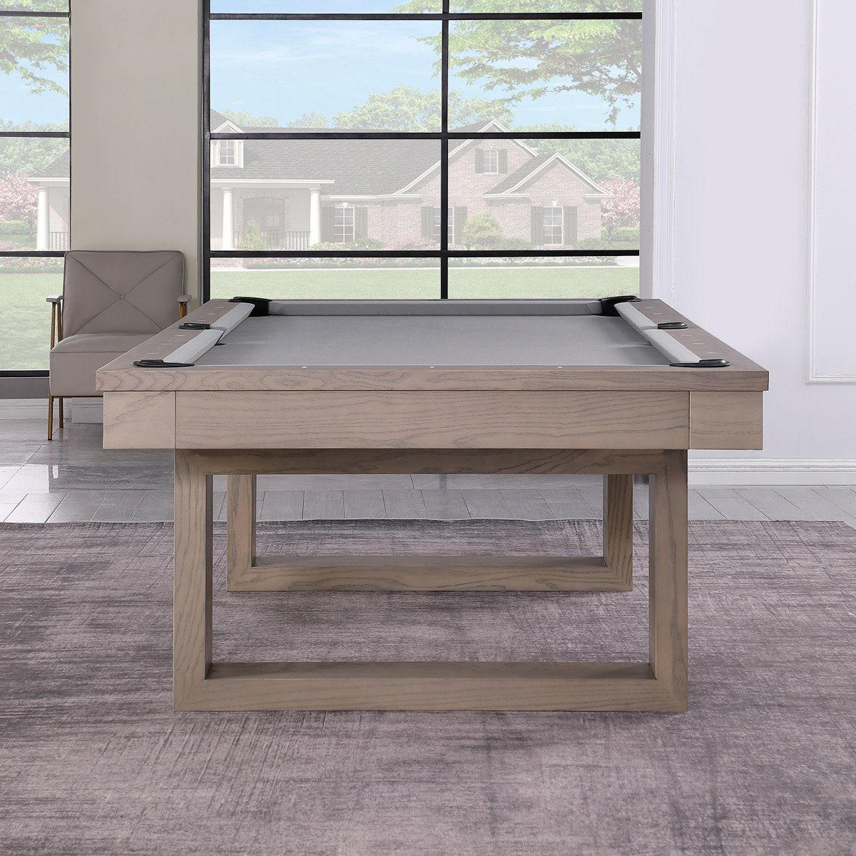 Billiard-Royal Billardtisch Milan 8 ft., (Hochwertige und massive Ausführung in beliebter Billiard-Royal® Qualität), 3-tig Naturschieferplatte, Echtleder Auffangtaschen, Bandengummi K55