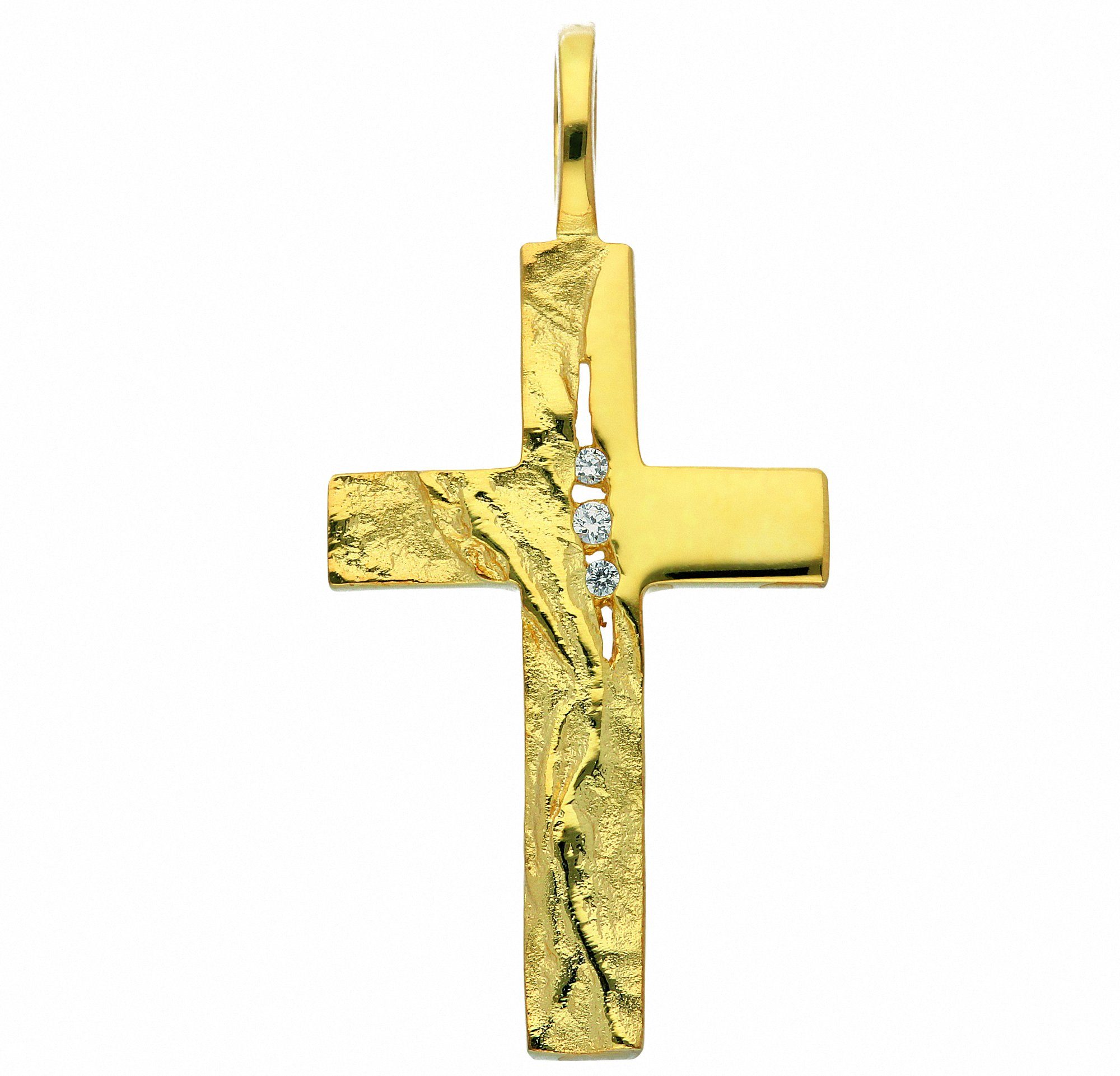 Kettenanhänger Kreuzanhänger 333 Gold (8K) mit Zirkonia
