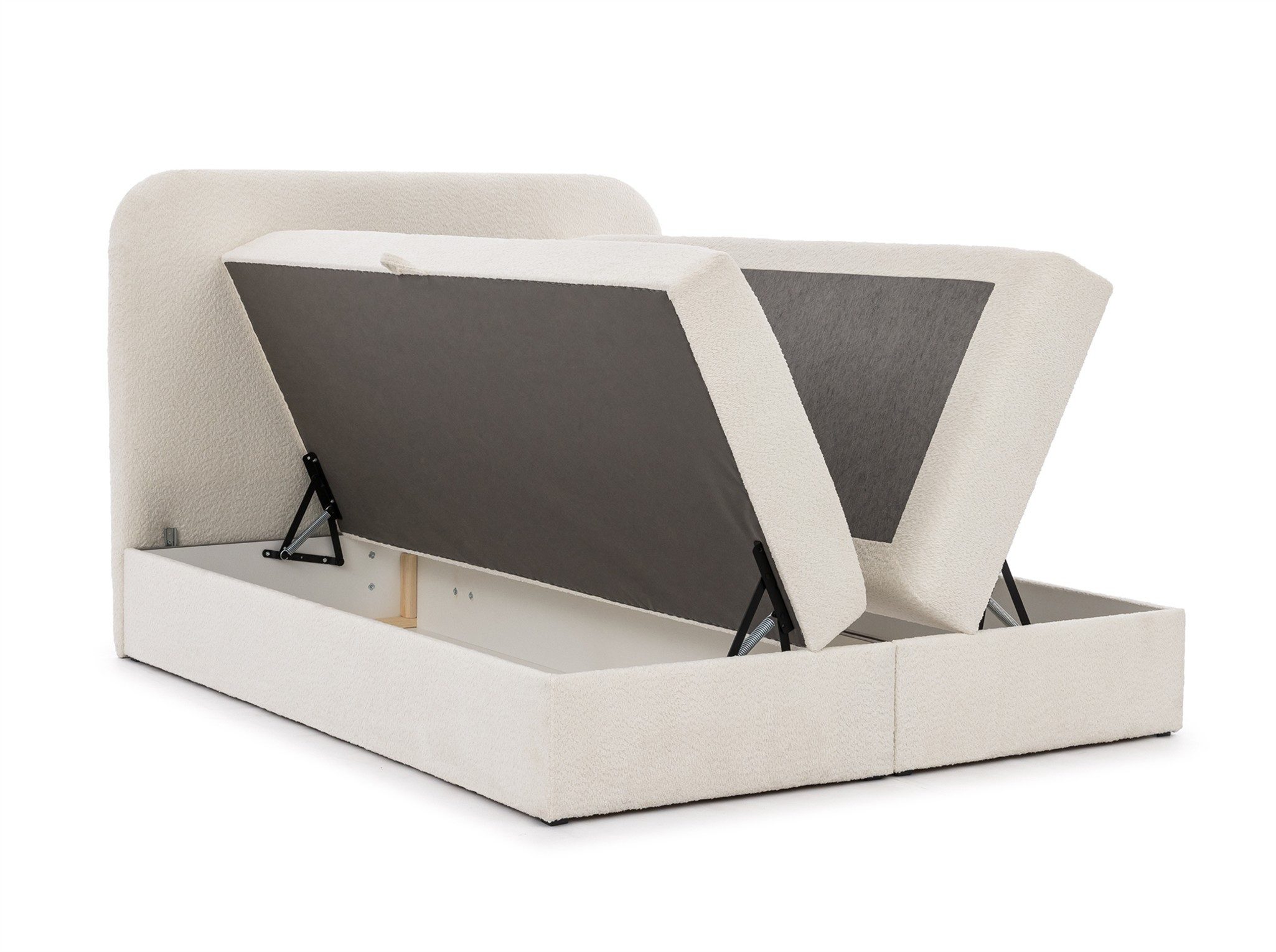 Fun Möbel Boxbett Schlafzimmerbett BINETA Überlänge Stoff Coral, inkl. Bettkasten und Topper
