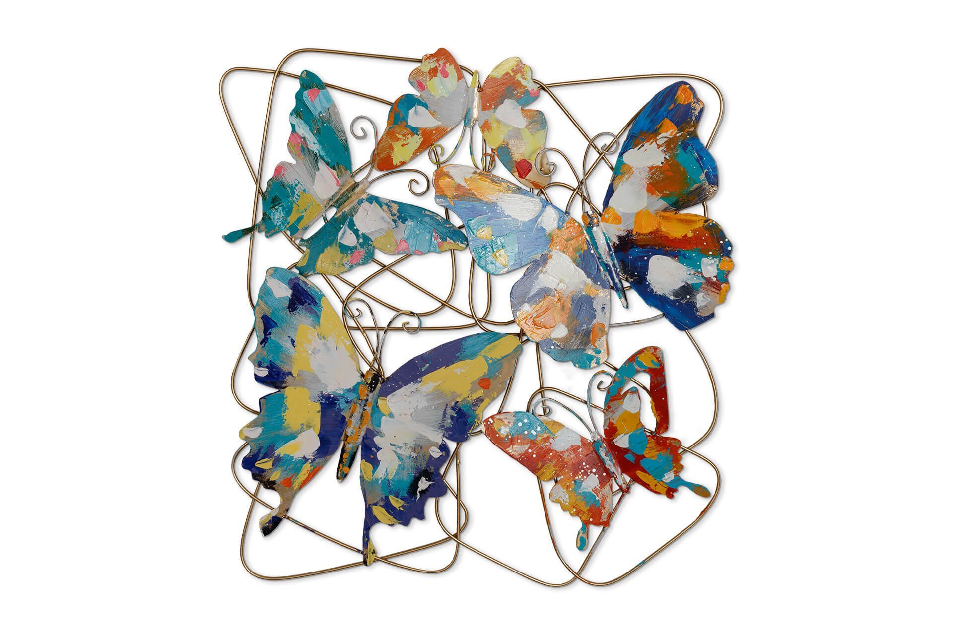 KUNSTLOFT Wanddekoobjekt Butterfly Fascination 60x60x3.5 cm, handgefertigte Wanddeko Metall