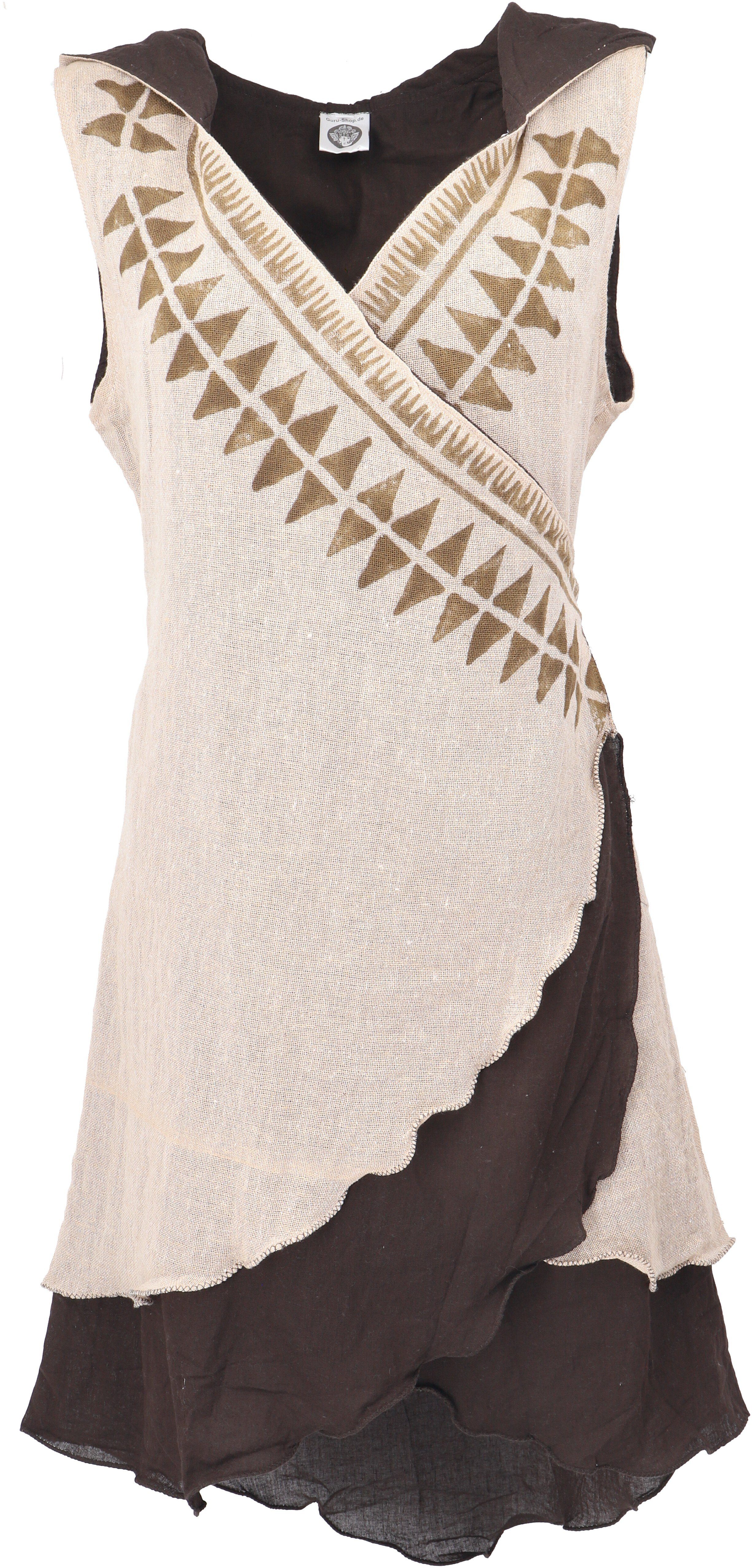 Guru-Shop Longbluse Natürliche Wickeltunika mit handgefertigtem.. günstig online kaufen
