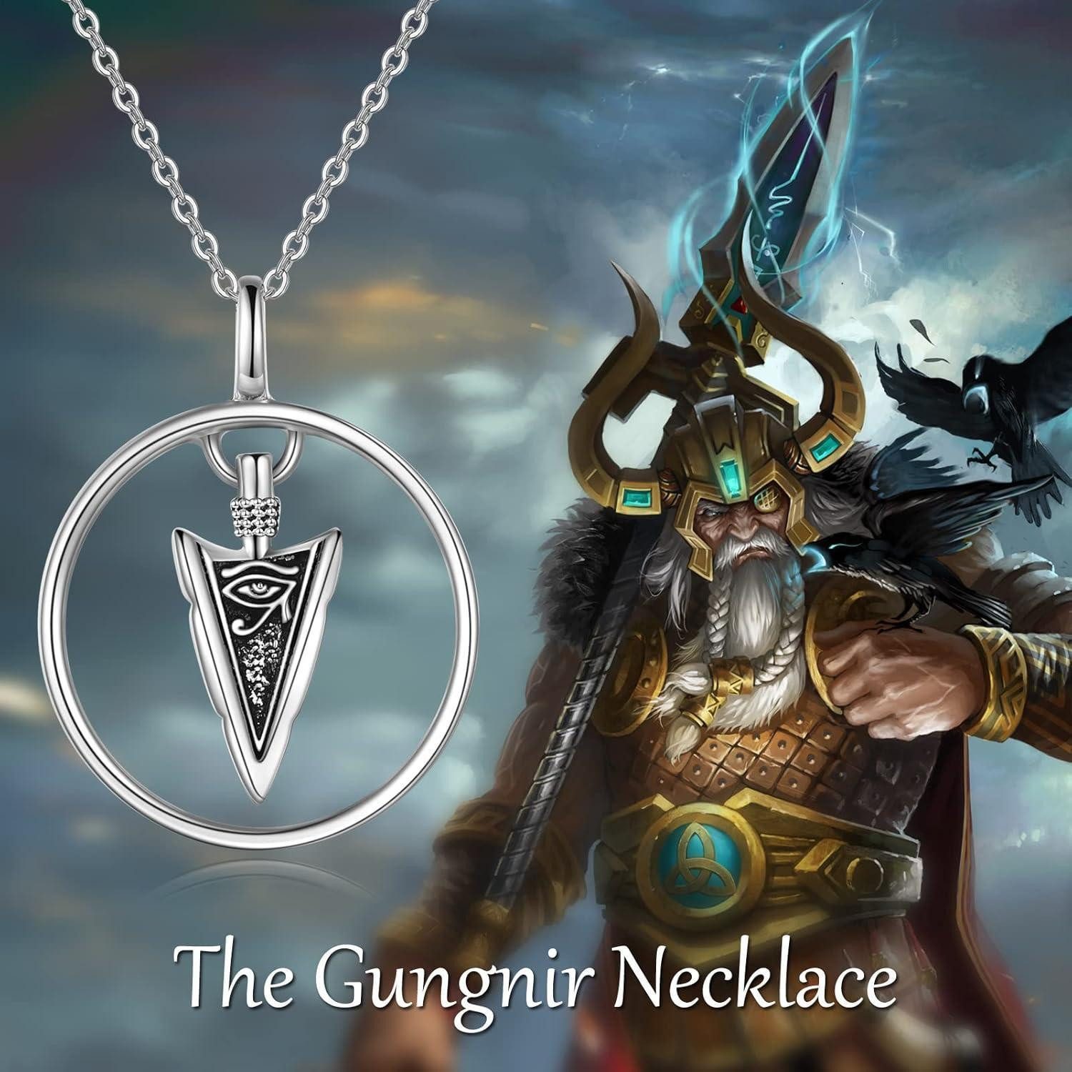 LuxusKollektion Kette und Anhänger Set Halskette Sterling Silber Keltischer Knoten Kreuz Vegvisir Odins Speer