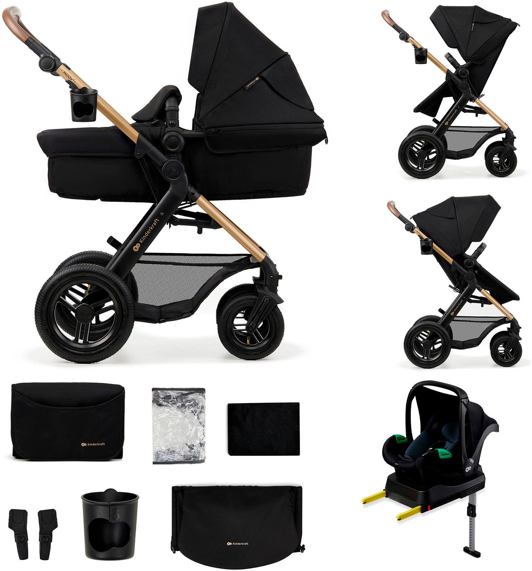 Kinderkraft Kombi-Kinderwagen MOOV 2 4in1 AIR, (Set), mit Luftreifen