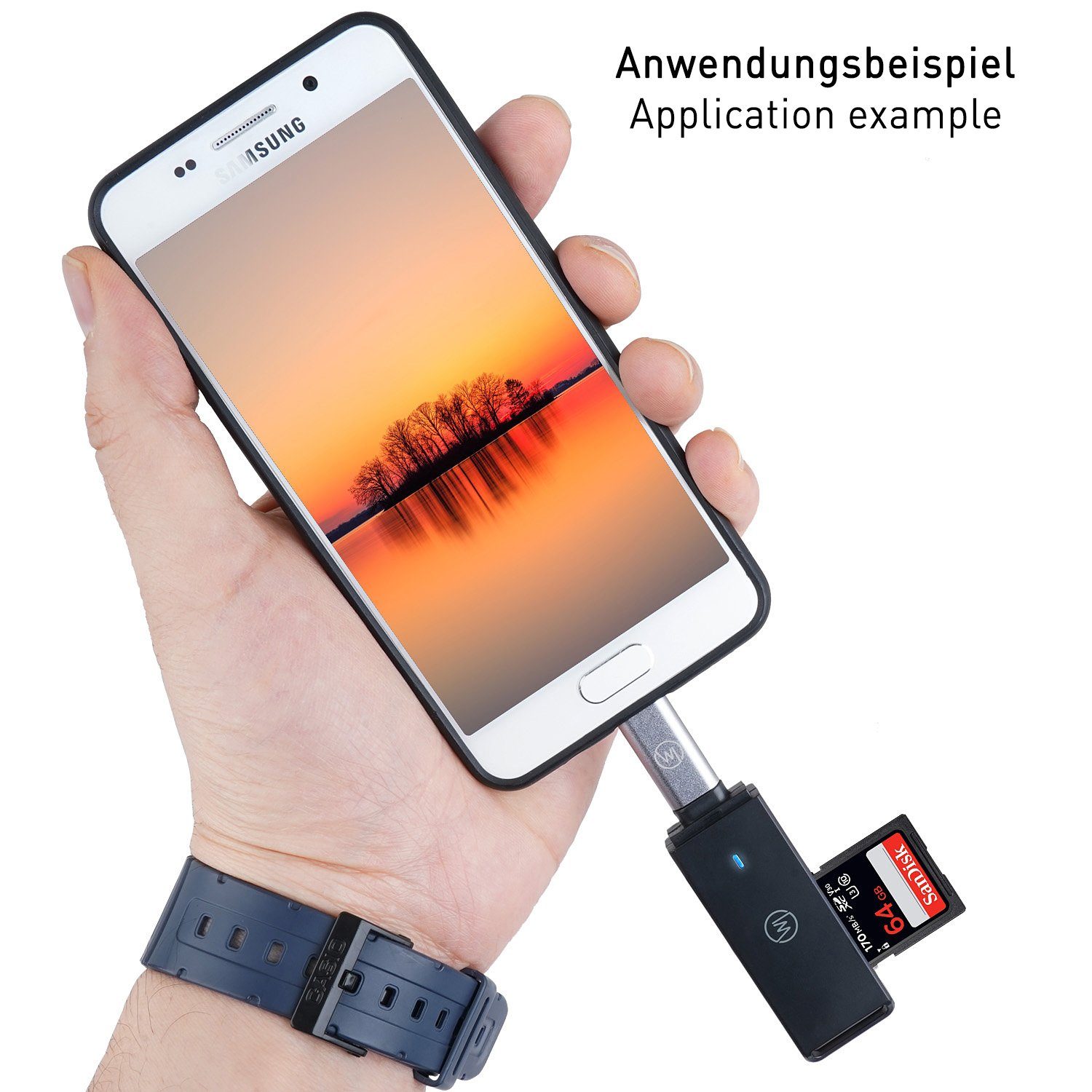 Wicked Chili MicroUSB Adapter für USB C Kartenlesegerät USB-Adapter MicroUSB zu USB-C, Aluadapter mit Typ C Buchse und Micro-USB-Stecker für OTG Handy / Tabl