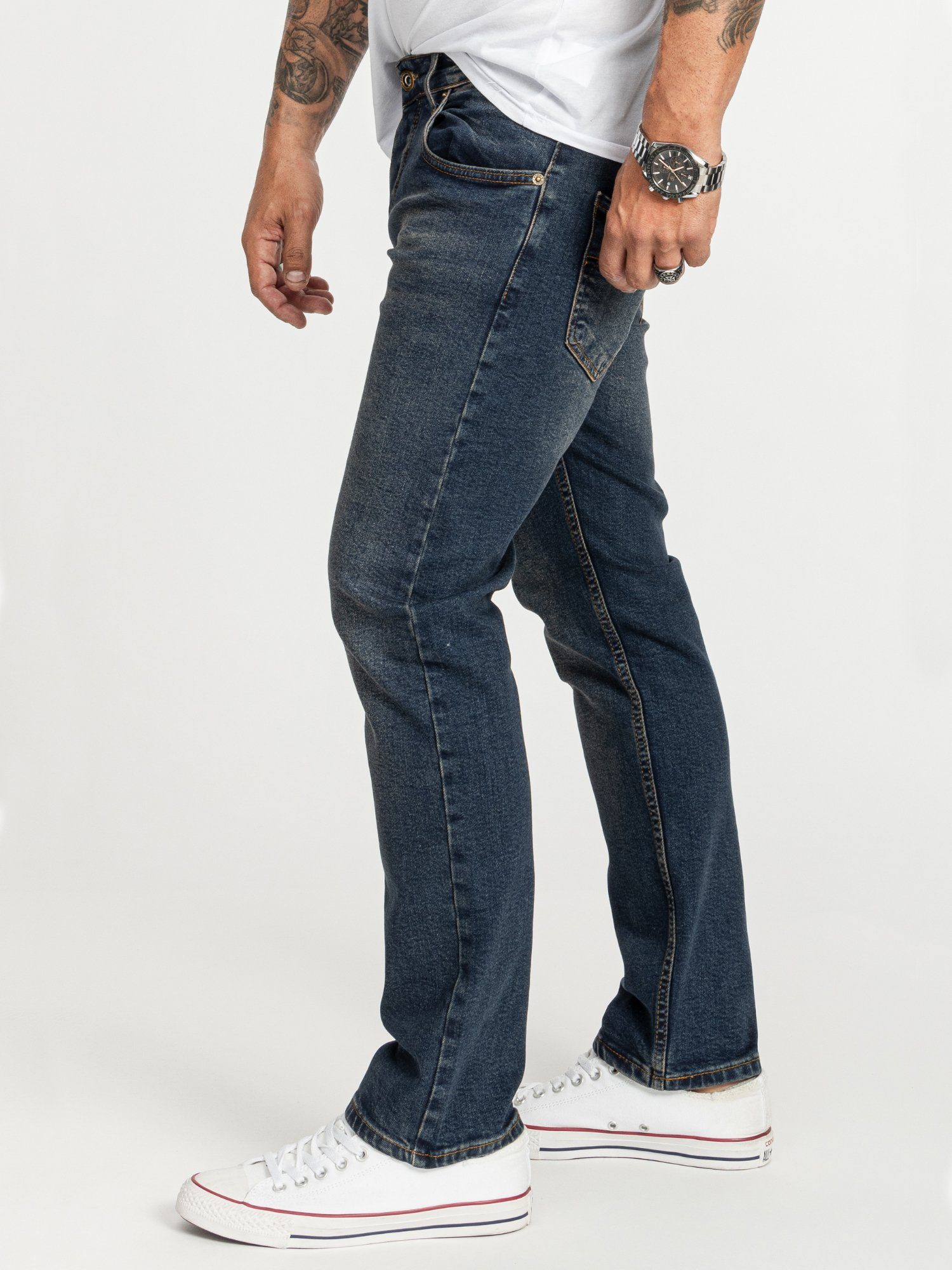 Rock Creek Regular-fit-Jeans Herren Jeans Stonewashed Dunkelblau RC-2400 günstig online kaufen