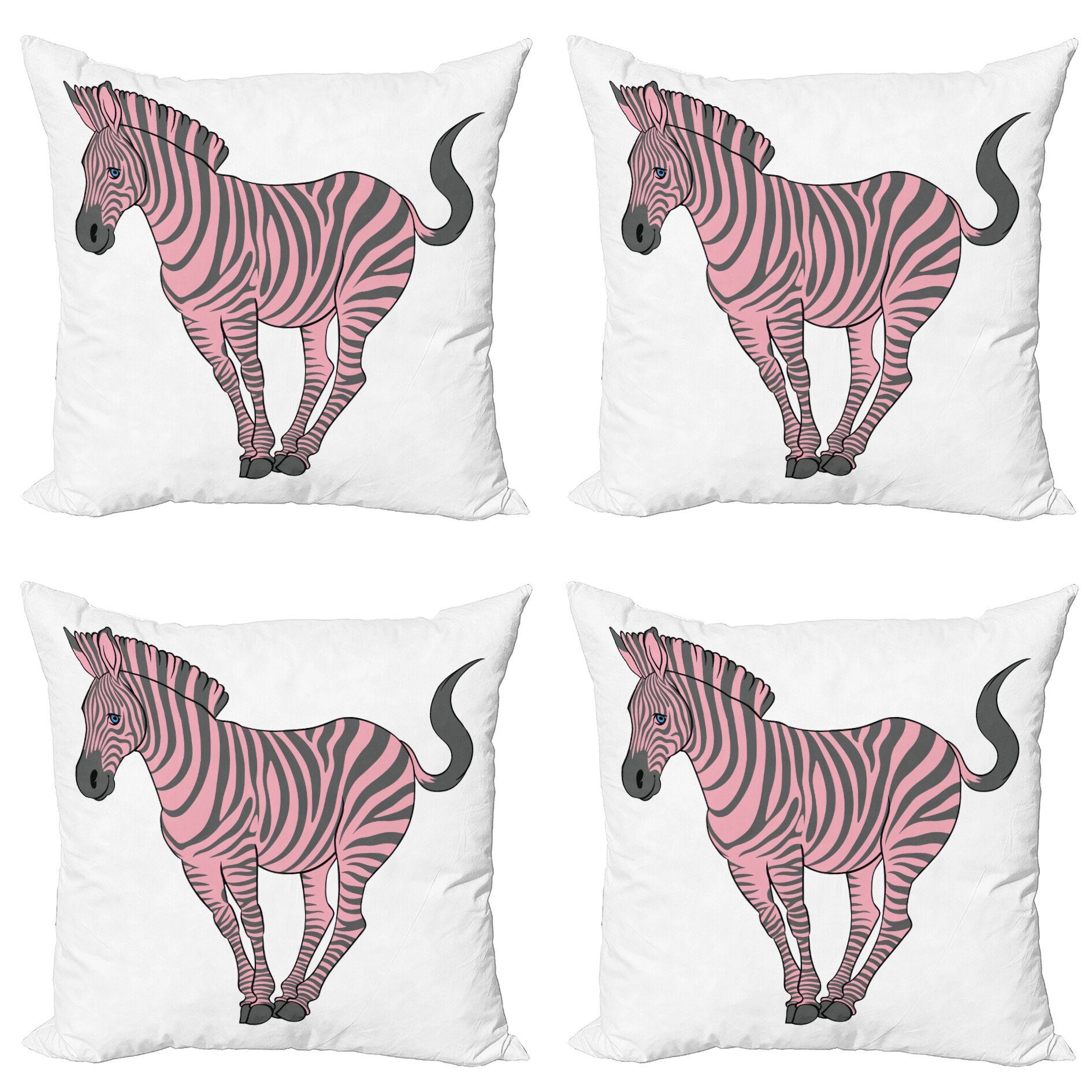 Kissenbezüge Modern Accent Doppelseitiger Digitaldruck, Abakuhaus (4 Stück), rosa Zebra Baby-Tiertier