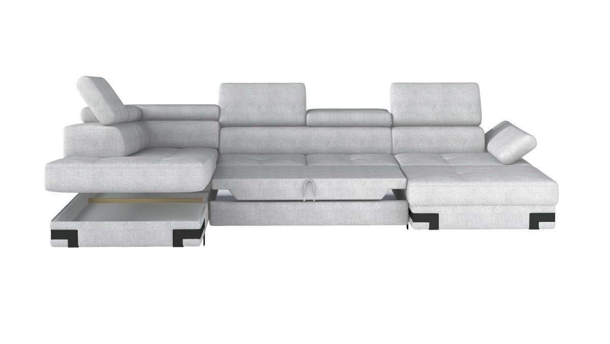 Sofa Strukturstoff, Bettfunktion, mit Wohnlandschaft mit Bettkasten Chemnitz grau, Dreams XL,