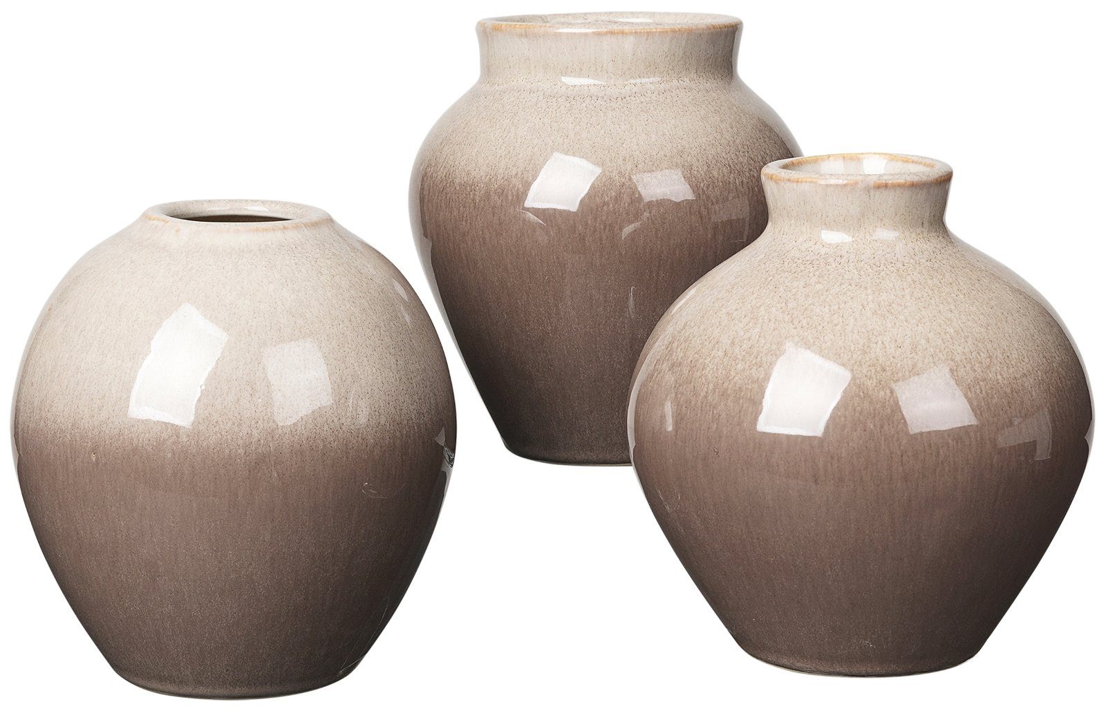 Broste Copenhagen Dekovase Ingrid Vase Set 3tlg. Keramik Simple Taupe / Brown (Vasen)