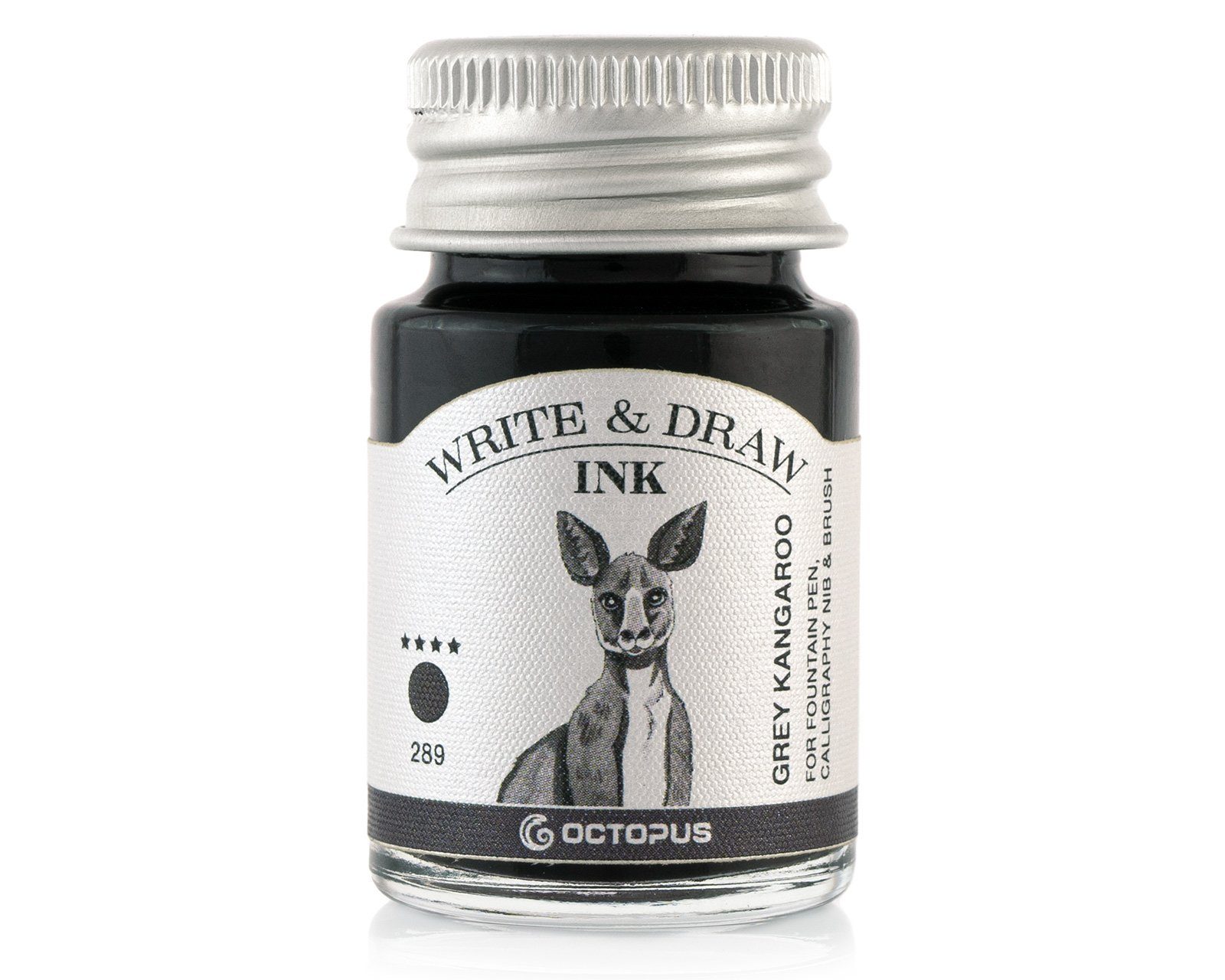 OCTOPUS Fluids Write and Draw Ink Grey Kangaroo, Schreib- und Zeichentinte, 10ml Tintenglas (Set, 0-tlg)