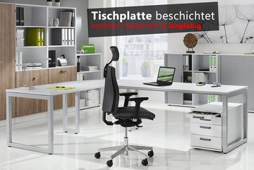 bümö Schreibtisch Serie-R - Arbeitshöhe: höhenverstellbar, Rechteck: 120 x 80 cm - Dekor: Asteiche - Gestell: Silber