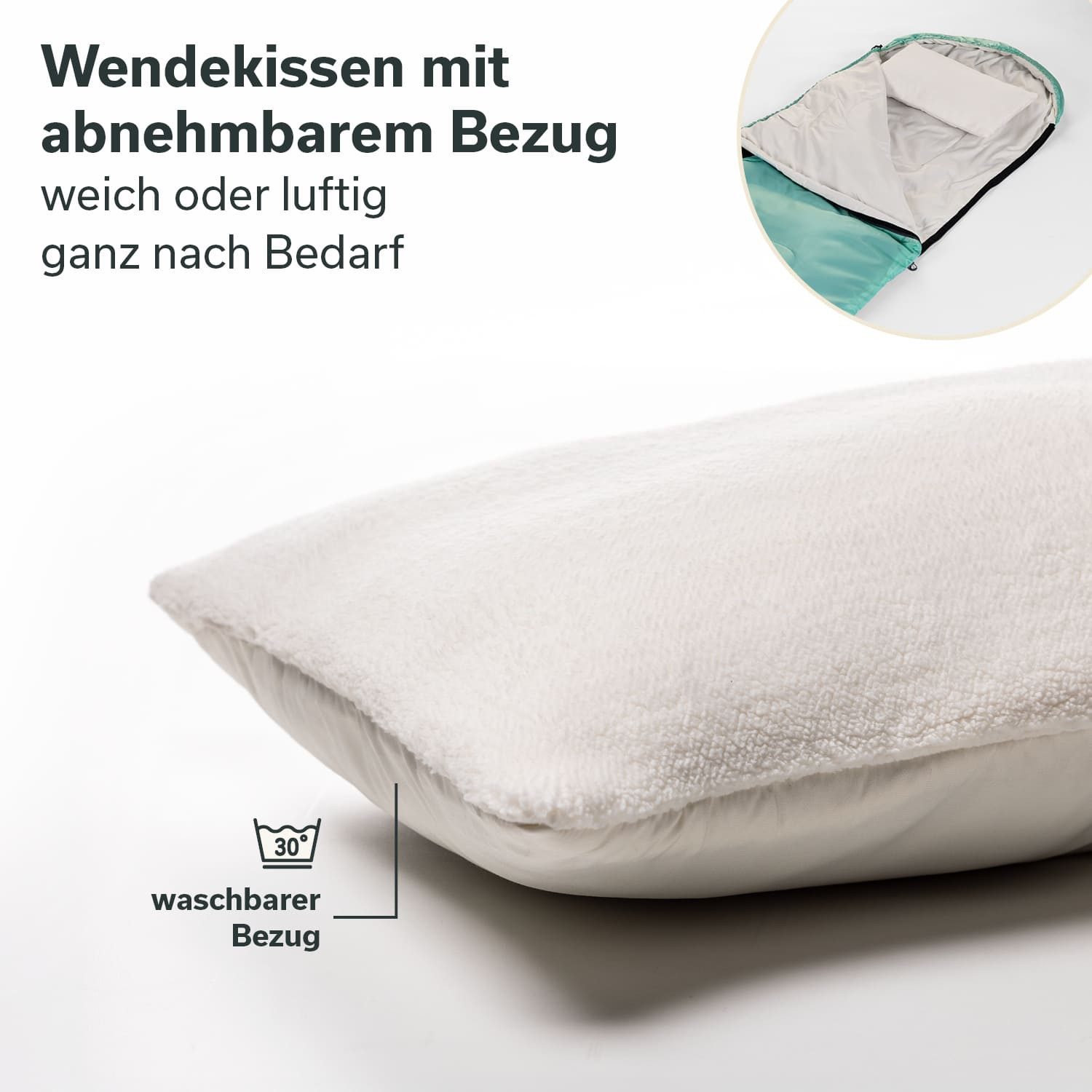 Skandika Schlafsack Schlafsack Rechteckiger Skye, 3 Jahreszeiten, Innentasche mit Klett (Packsack mit Kompressionsbändern und Schutzhaube), mit Kissen, koppelbar, 220 x 75 cm, 250g/m² Mikrofaserfüllung