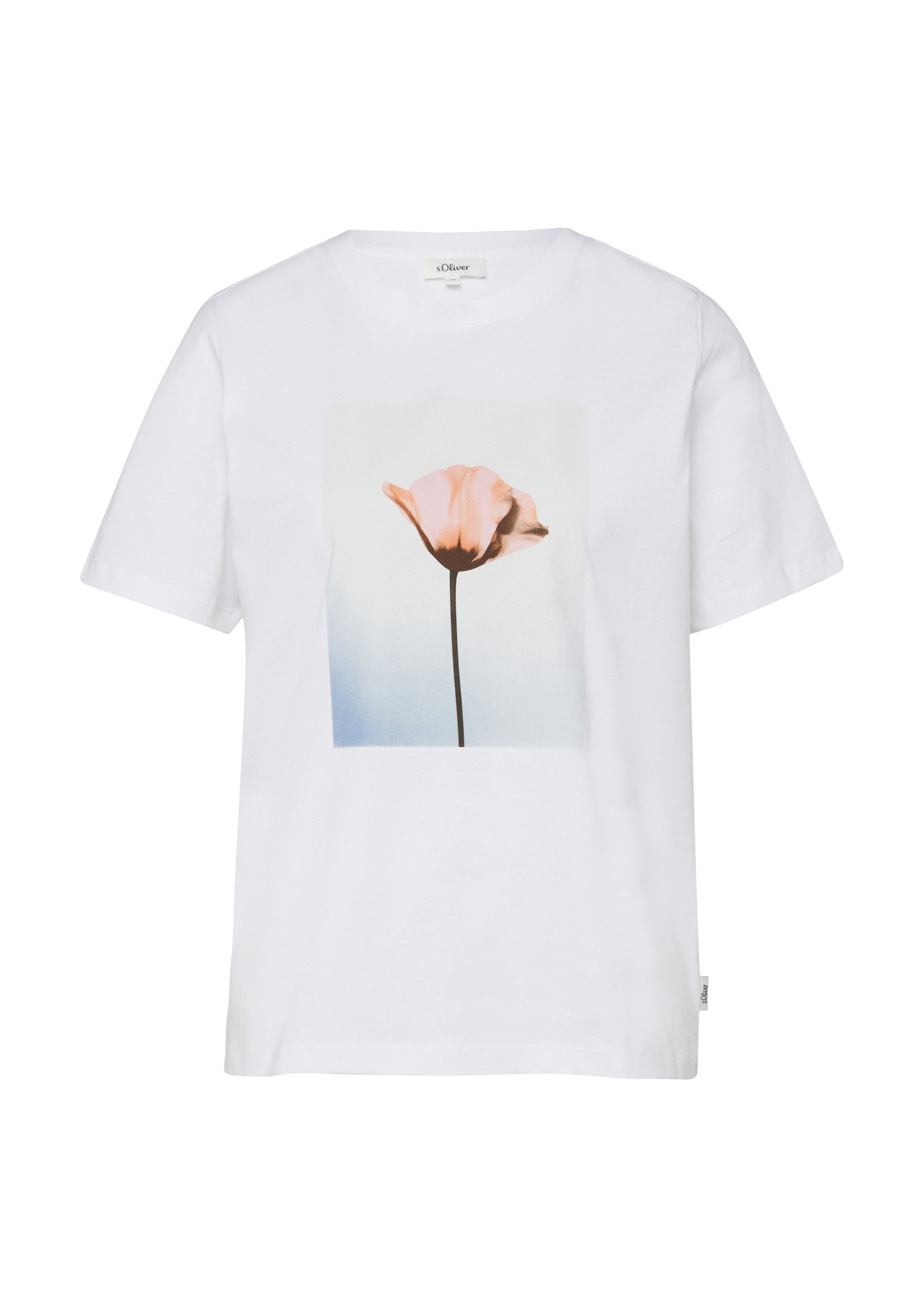 s.Oliver Kurzarmshirt T-Shirt Baumwoll-T-Shirt mit Frontprint günstig online kaufen