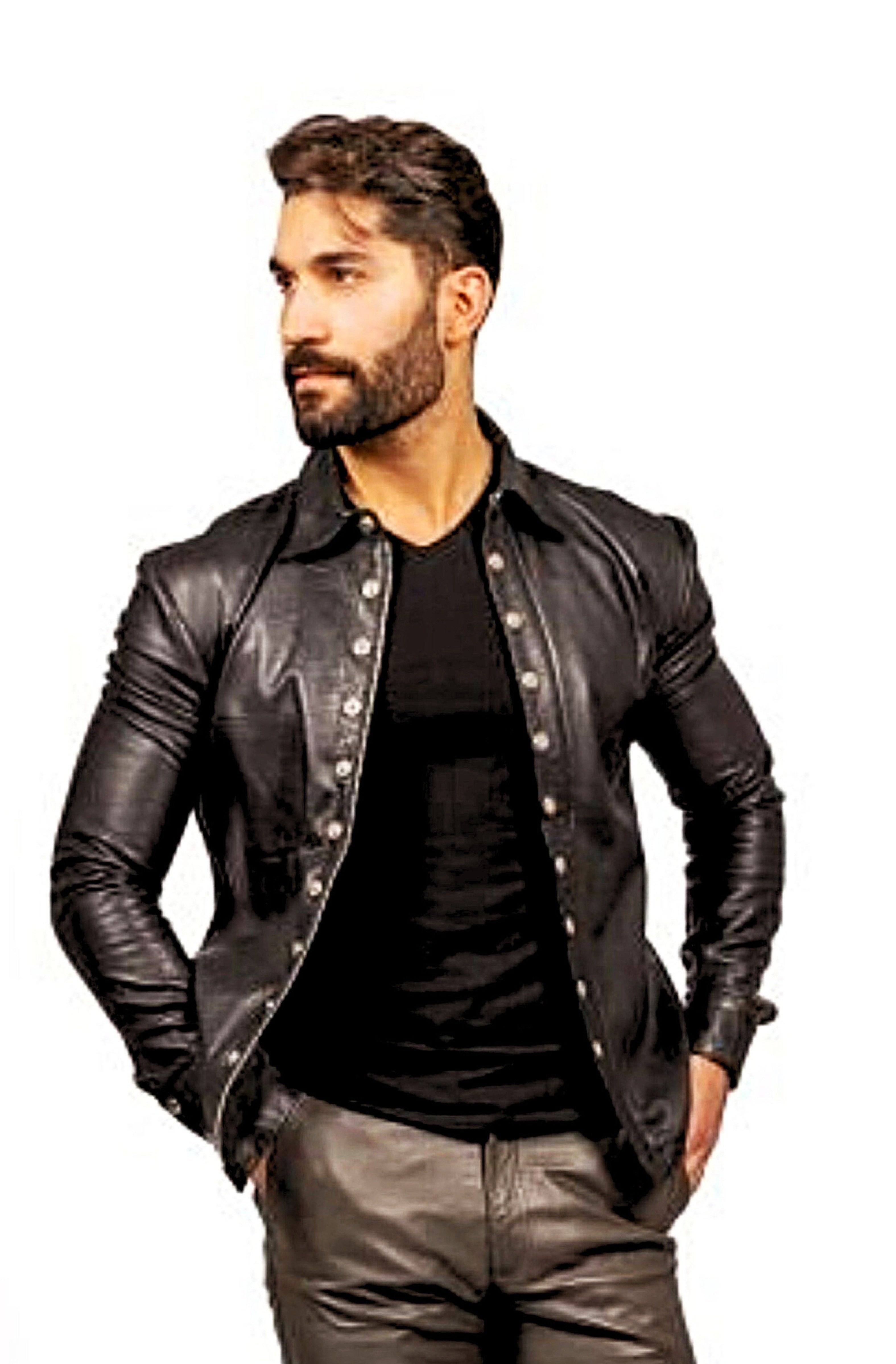 Be Noble Lederjacke Orlando Sehr weiches Lederhemd für Herren mit Druckknöp günstig online kaufen