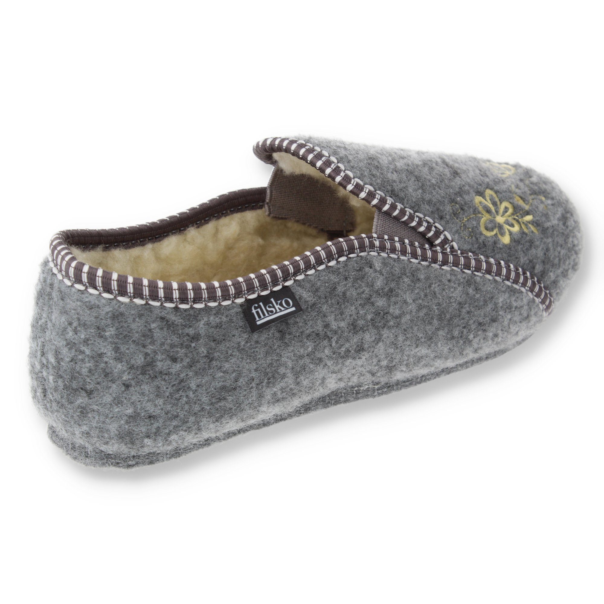 filsko Rosendaal Damen Ballerina Hausschuh mit Stickereien