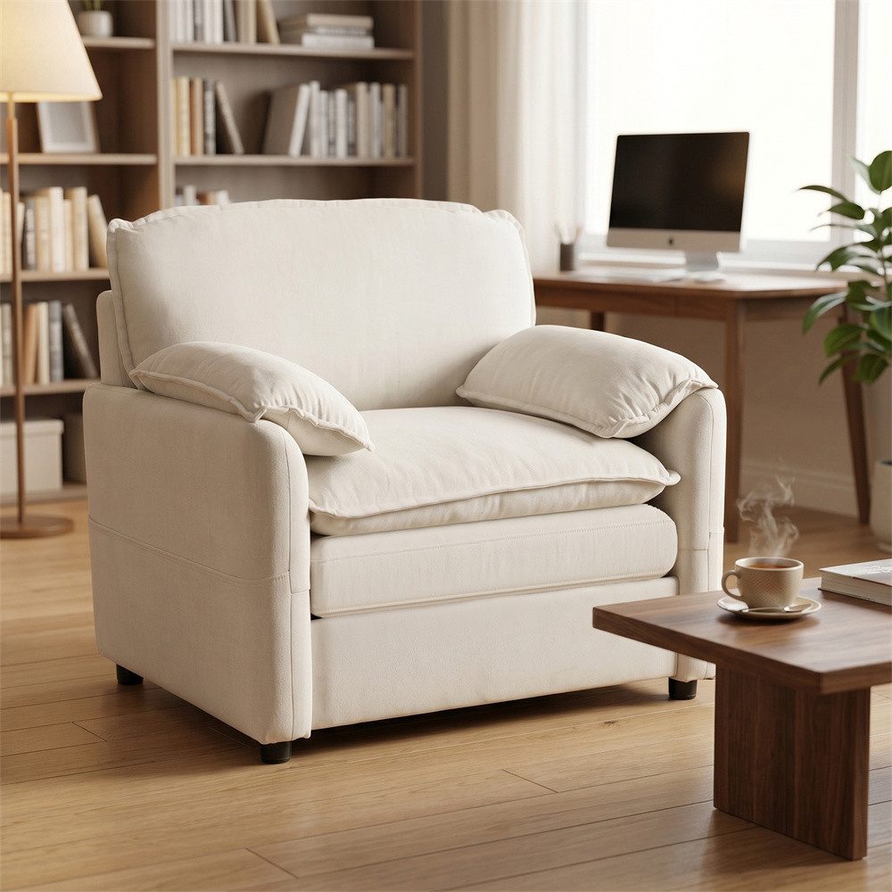 OKWISH Sofa Retro-Einzelsofa Dunkelgrün mit Weichem Chenille-Stoff, mit Chenille-Samt: Stilvoll und bequem 1 Teile