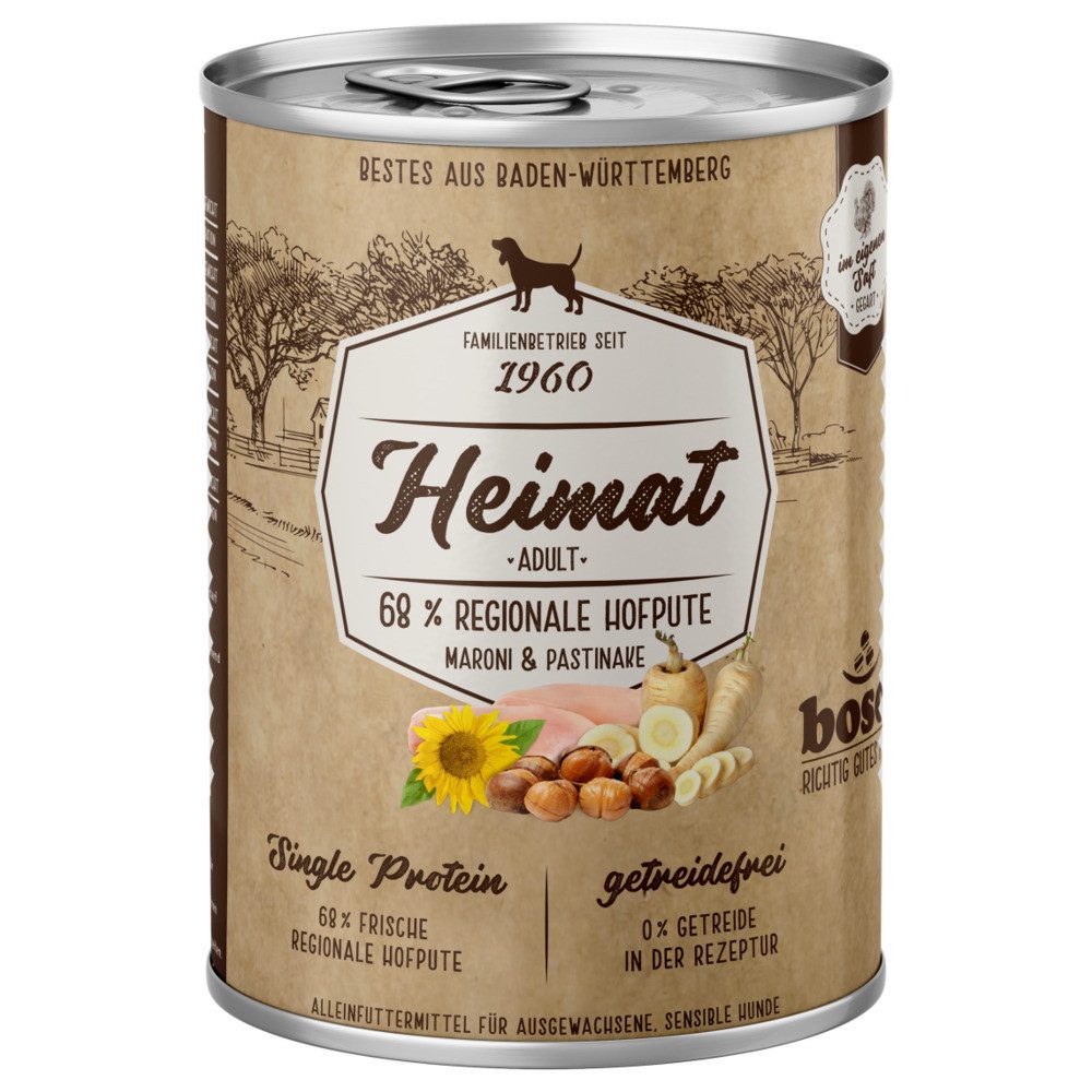 Bosch Petfood Heimat Adult mit regionaler Hofpute, Maroni & Pastinake 400 g, für: Hund