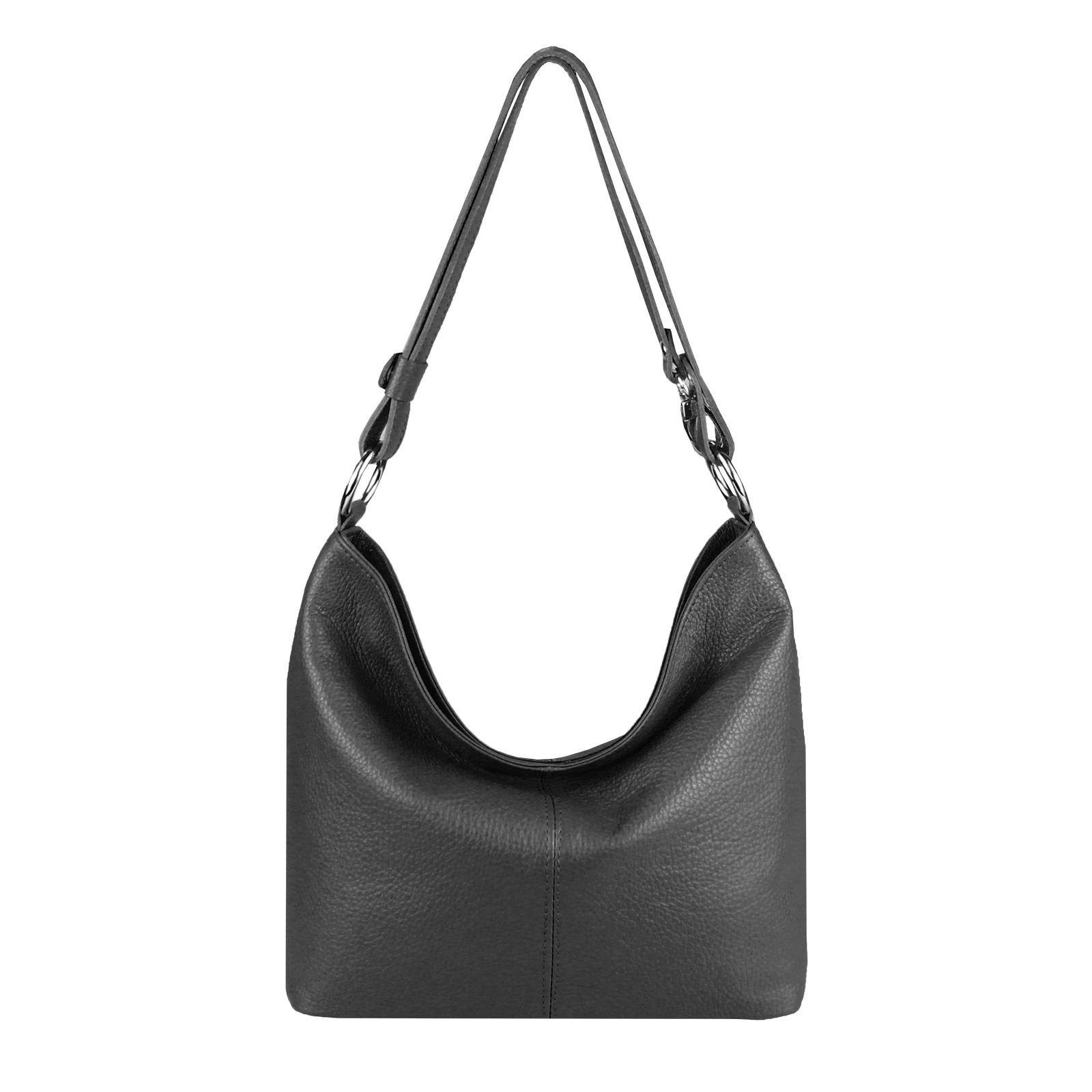 ITALYSHOP24 Shopper Made in Italy Damen Leder Tasche Schultertasche, als Handtasche, Umhängetasche, CrossOver tragbar