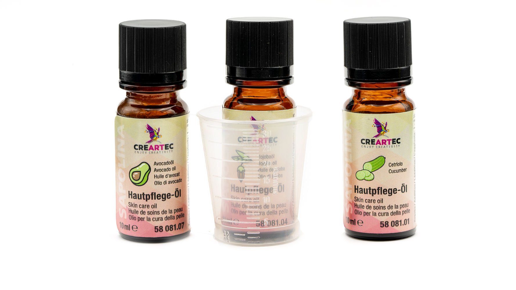 CREARTEC Handpflege-Set 3er Set Hautpflegemittel - Set mit Jojobaöl, Avocadoöl und Gurkenöl, für normale Hauttypen - Made in Germany