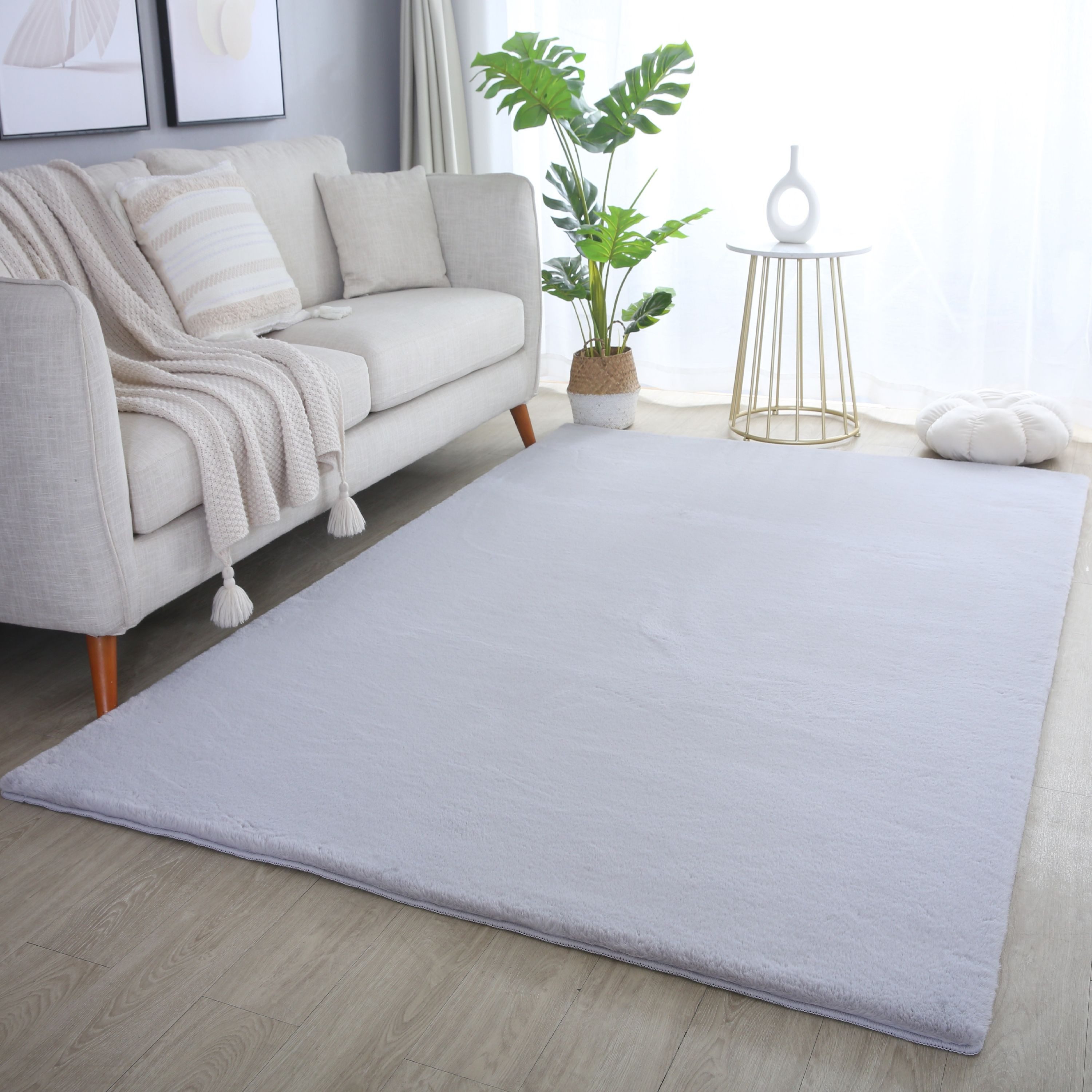 SIMPEX24 Teppich Unicolor - Einfarbig, Läufer, Höhe: 20 mm, Teppich Wohnzimmer Einfarbig Shaggy Modern Flauschiger Felloptik Weich