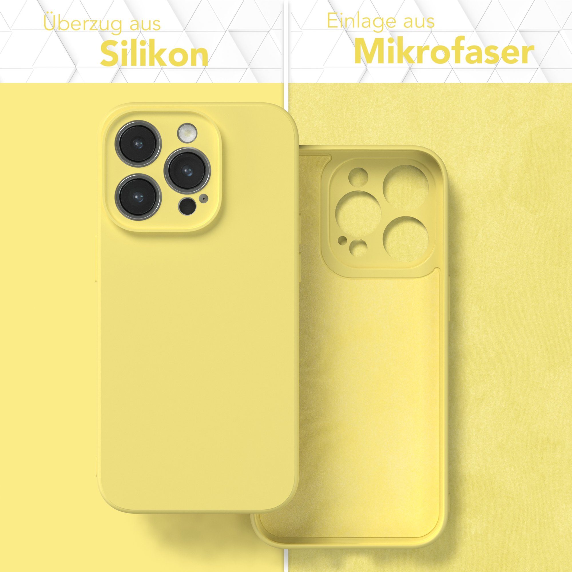 EAZY CASE Handyhülle für Apple iPhone 14 Pro Hülle Silikon 6,1 Zoll, Handy Softcase stoßfest Hülle mit Kameraschutz bumper tpuhülle Gelb – Bild 3 von 5