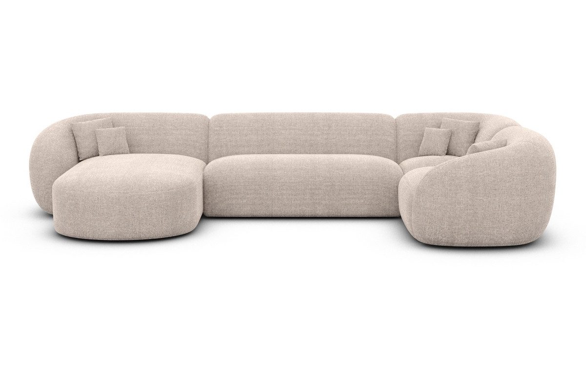 Sofa Dreams Wohnlandschaft Sorelia U Form Design Polsterecke, Loungesofa, 6-Sitzer, Strukturstoff Bezug in Beige, Ottomane links