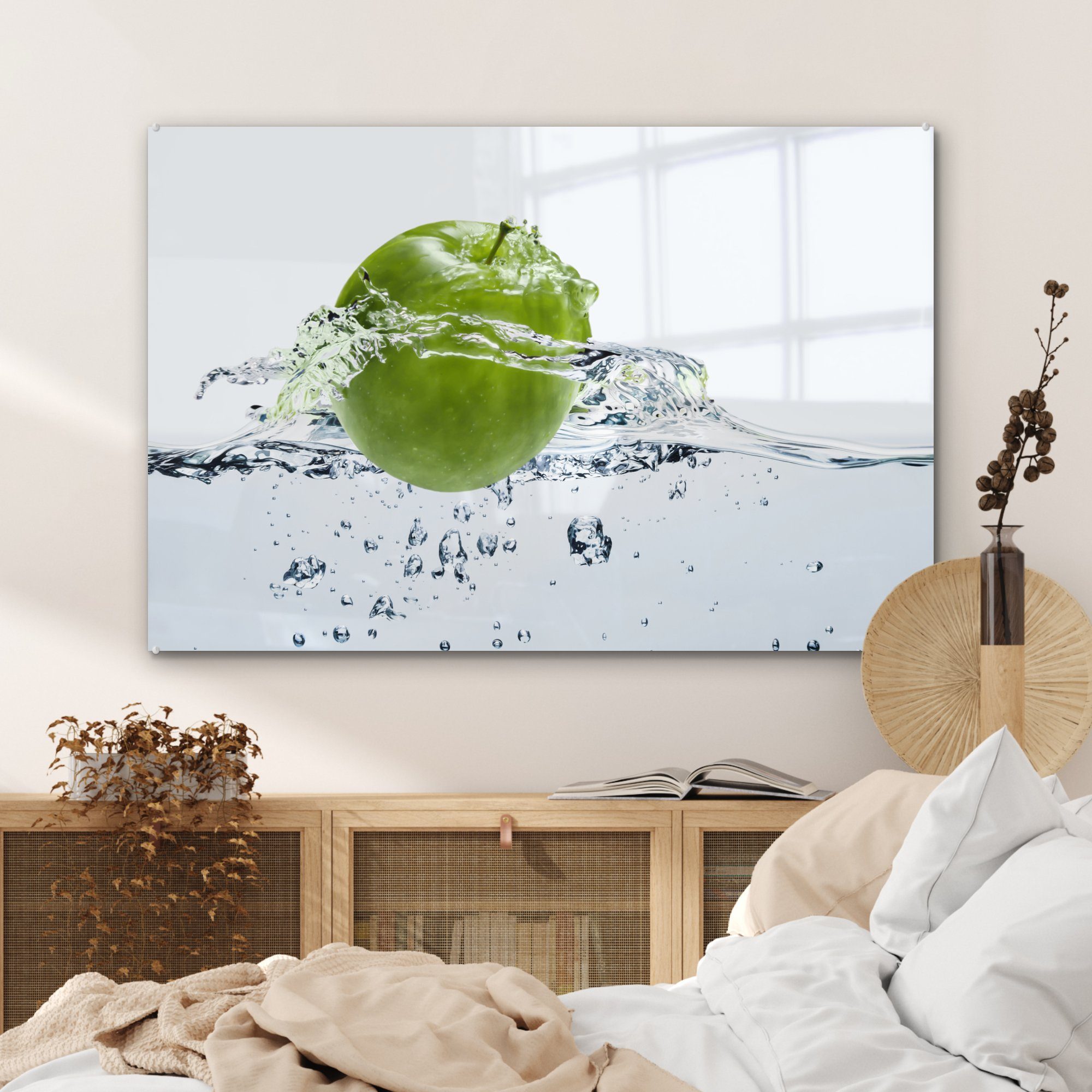 Acrylglasbilder Wohnzimmer - Schlafzimmer Klar, Apfel (1 Wasser - St), MuchoWow Acrylglasbild &