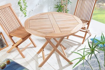 riess-ambiente Gartentisch EMPIRE TEAK 90cm braun (Einzelartikel, 1-St), Massivholz · Balkonmöbel · klappbar · rund · Holztisch · Teakholz