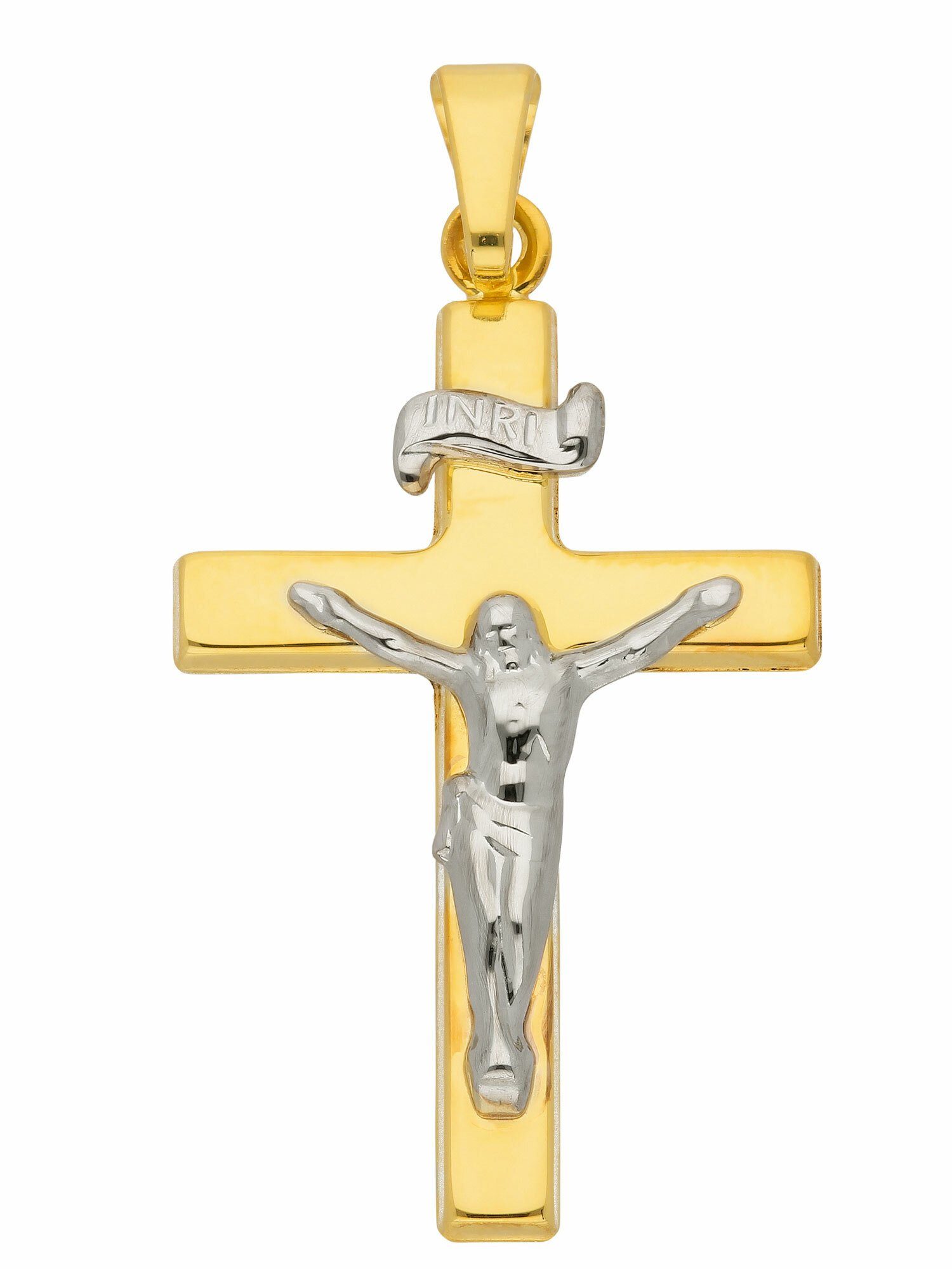 Hobra-Gold Kleines Goldkreuz 585 glattes Kreuz Anhänger Gold 14 Kt Goldanhänger vier Größen 