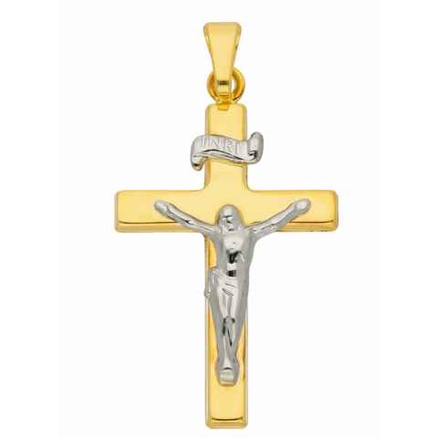 Adelia´s Kettenanhänger 585 Gold Kreuz Anhänger Korpus, Goldschmuck für Damen & Herren