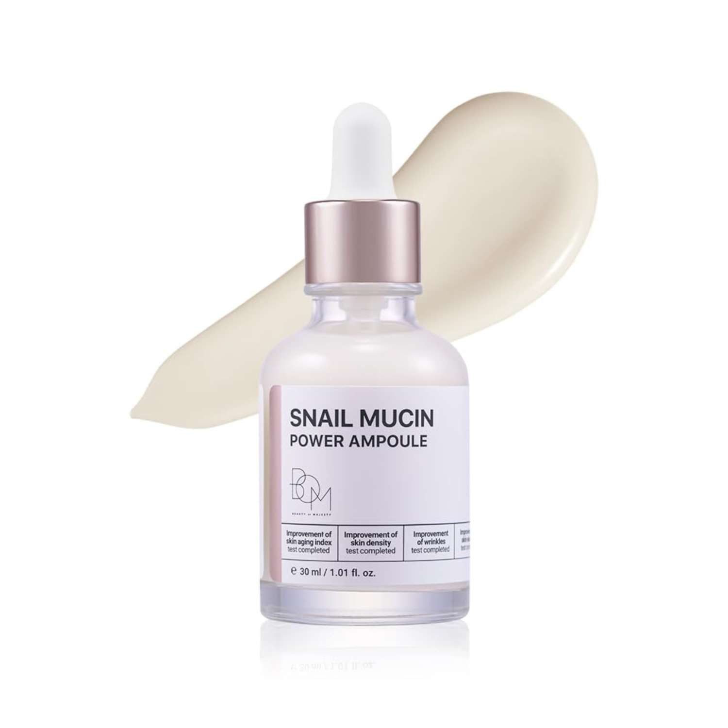 Beauty of Majesty Gesichtsserum Snail Mucin Power Ampoule 30 ml – Koreanisches Serum mit 70 % Schneckensekret-Filtrat & 5-Peptid-Komplex für, intensiv gepflegte, strahlender wirkende Haut