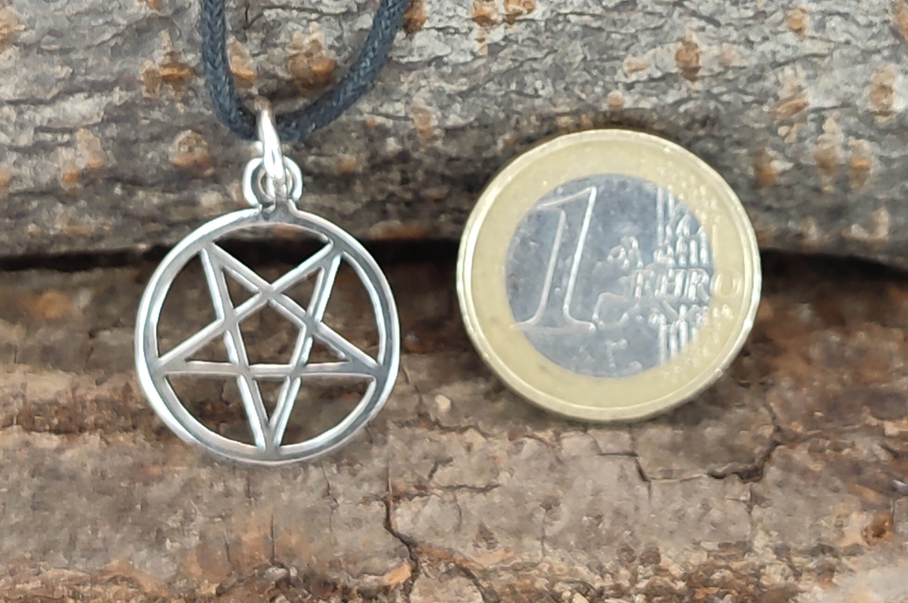 925 Satan Pentagramm of Kettenanhänger Si.52 (Sterlingsilber) Luzifer Magie Kiss Drudenfuß, Leather Silber Teufel
