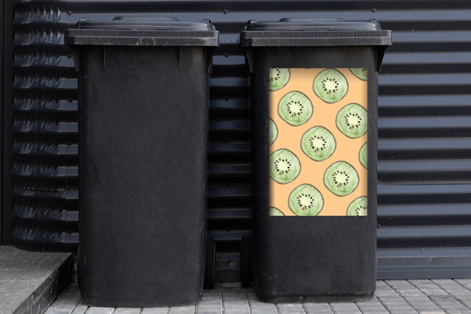 MuchoWow - - St), Orange Aquarell Sticker, (1 Kiwi Mülleimer-aufkleber, Container, Abfalbehälter Mülltonne, Wandsticker