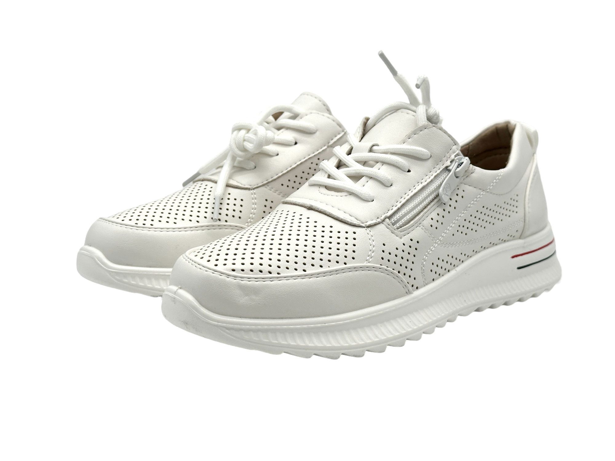 Nowaland Damen Halbschuhe mit Reißverschluss und Perforierung Sneaker Seitlicher Reißverschluss · Atmungsaktive Perforierung