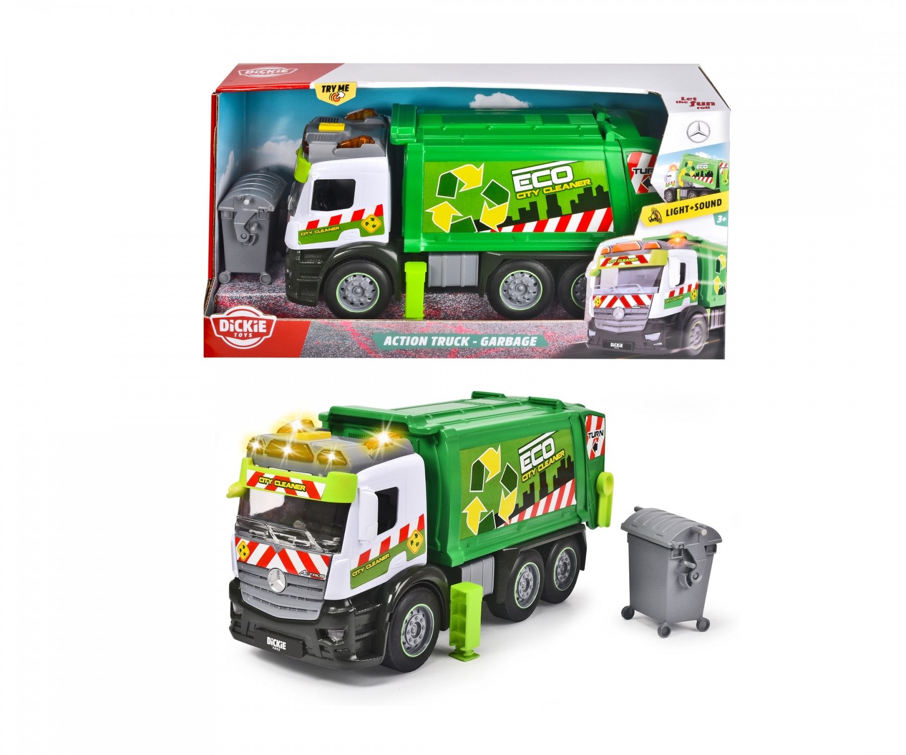 Dickie Toys Spielzeug-Müllwagen Action Truck Müllauto, mit Licht und Sound