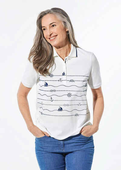 GOLDNER Print-Shirt Poloshirt mit maritimem Druck
