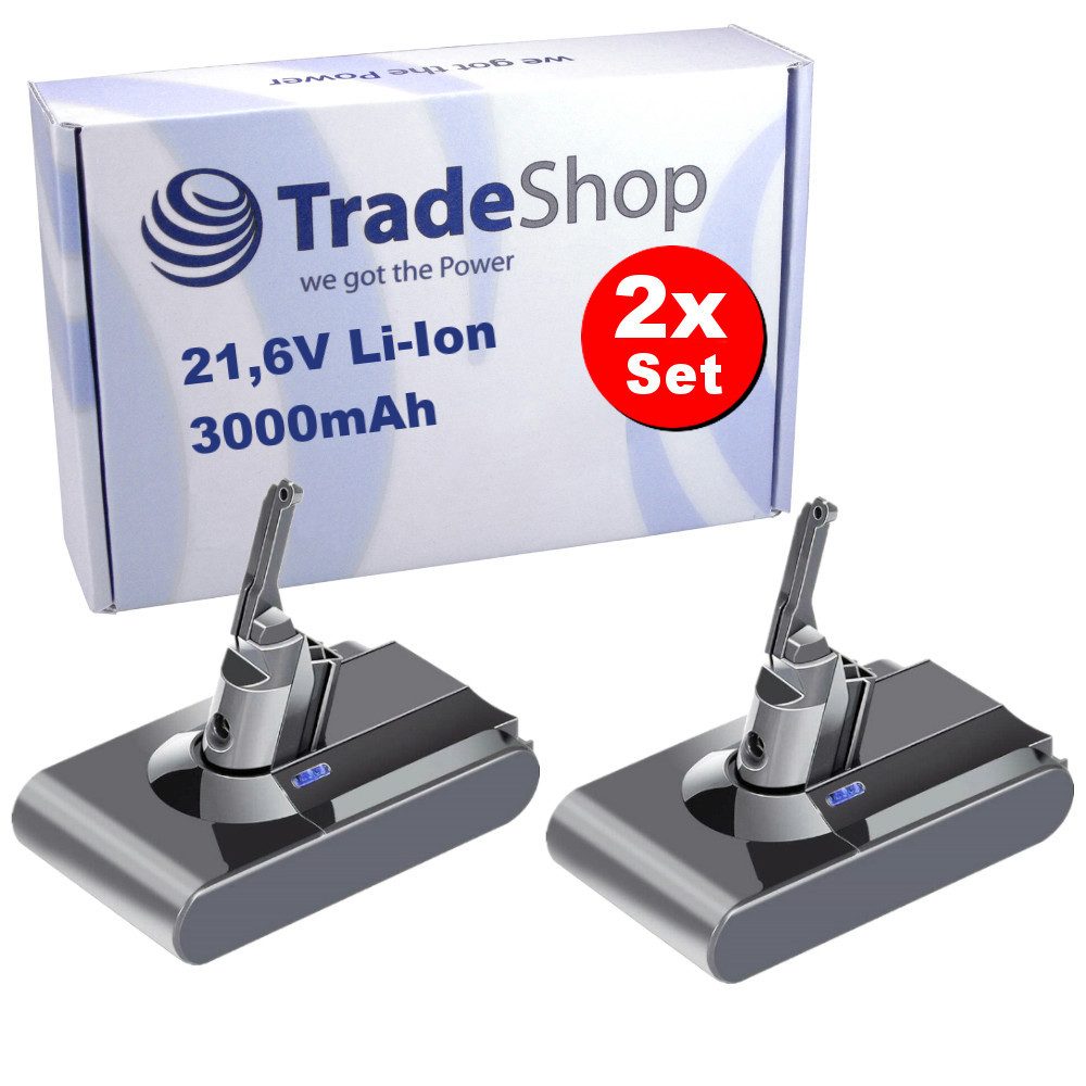 Trade-Shop 2x Akku passend für Dyson 969042-01 96904201 969106-01 96910601 Akku Li-Ion 3000 mAh (21,6 V)