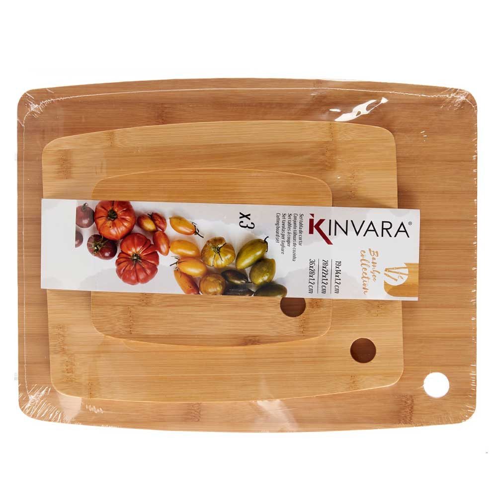 KINVARA Schneidebrett Schneidebretter aus Bambusholz VEXA, 3er-Set, Bambus, (Küchenbrett)