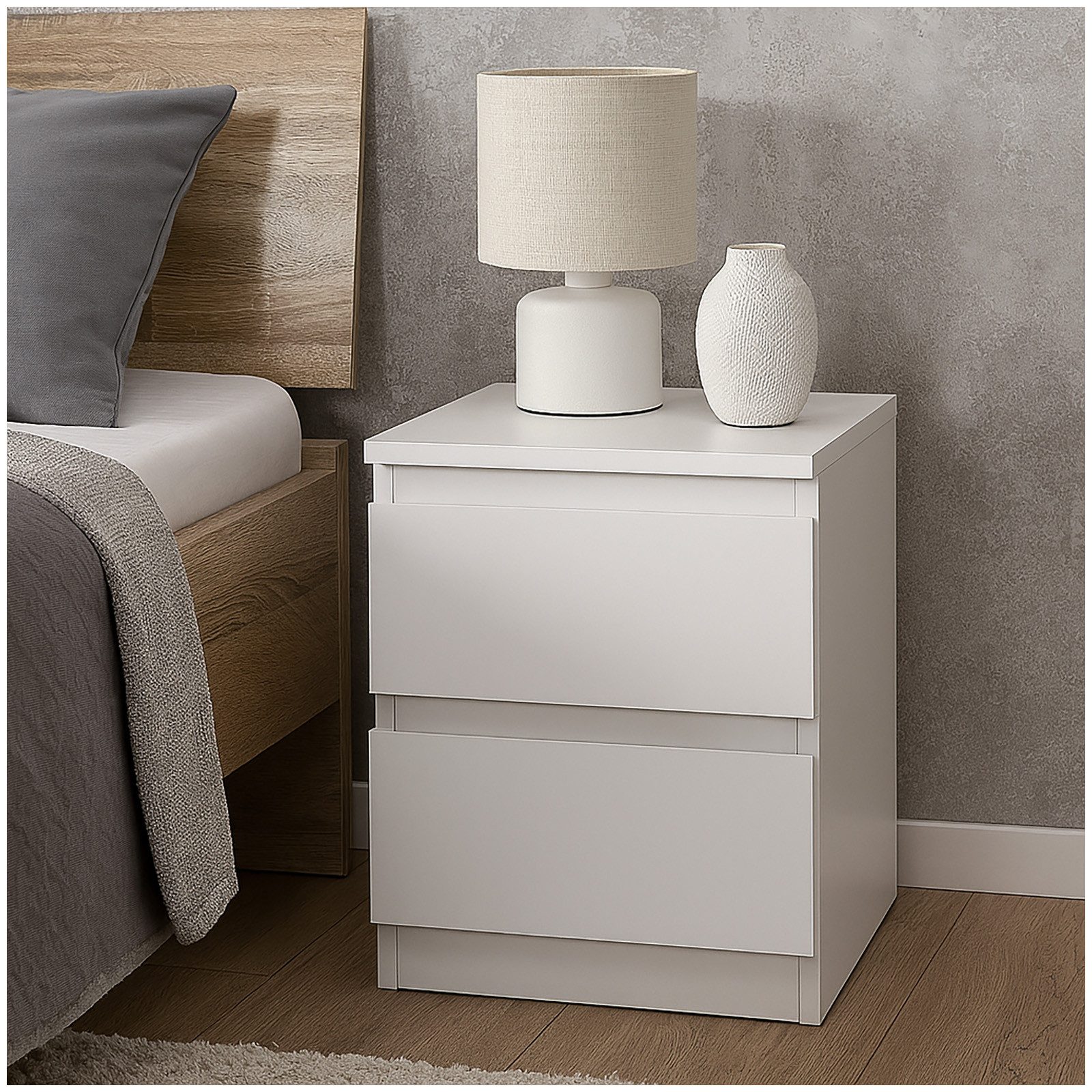 HTI-Living Nachtkommode Nachtkommode mit 2 grifflosen Schubladen (1 Stück, 1 St., 1 Nachtkommode), Nachtschrank Nachttisch