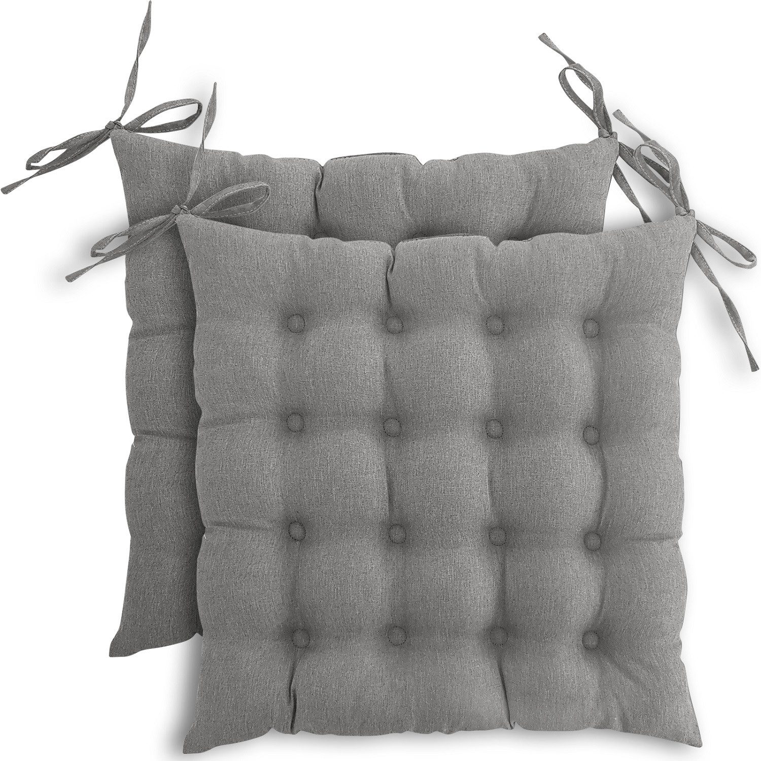 wometo Stuhlkissen Prime 40x40 2er Set, OEKO-TEX®, Sitzkissen mit Steppung & Bändern