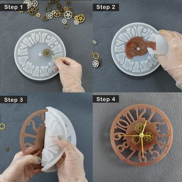 Kunstharz.Art Silikonform Silikonform Uhr mit Getriebe und Zeigern - Sternzeichen