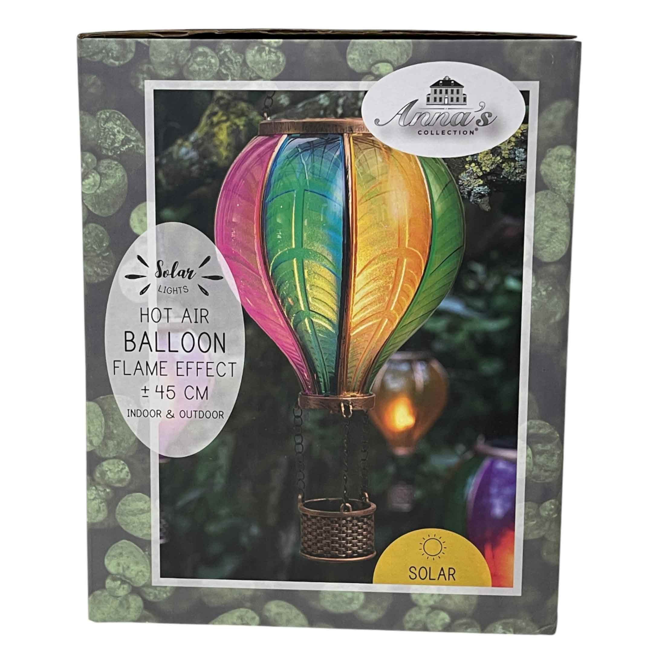 Coen Bakker LED Solarleuchte Hot Air Balloon, LED, amberfarben, Hängeleuchte Heißluftballon bunt 20 LEDs 15x25cm