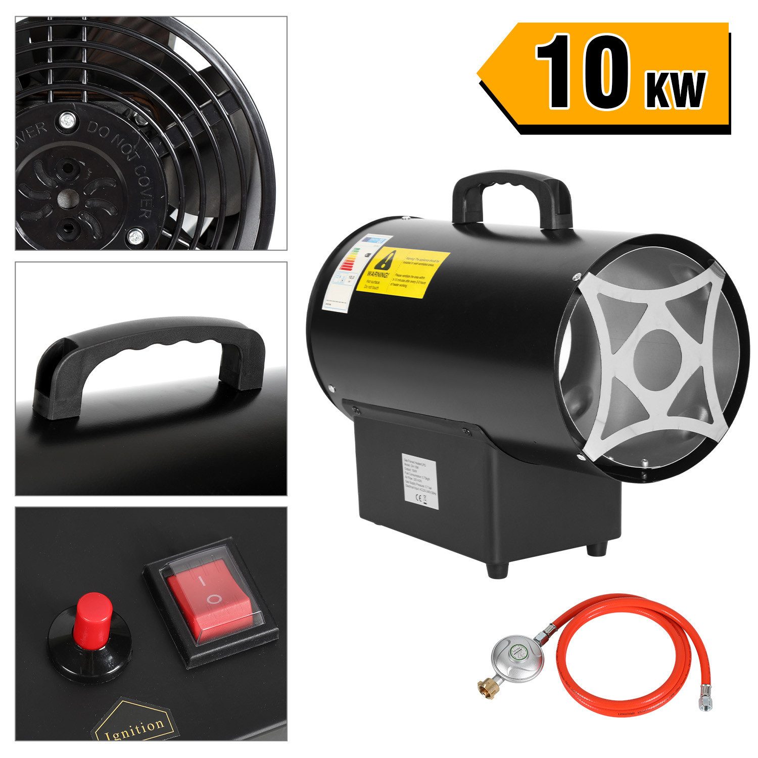 Clanmacy Heizlüfter 10KW Gasheizung für innenräume Gasheizgebläse Heizstrahler Gas, 10000 W, Gasheizer Heizgebläse Baustellen Druckregler