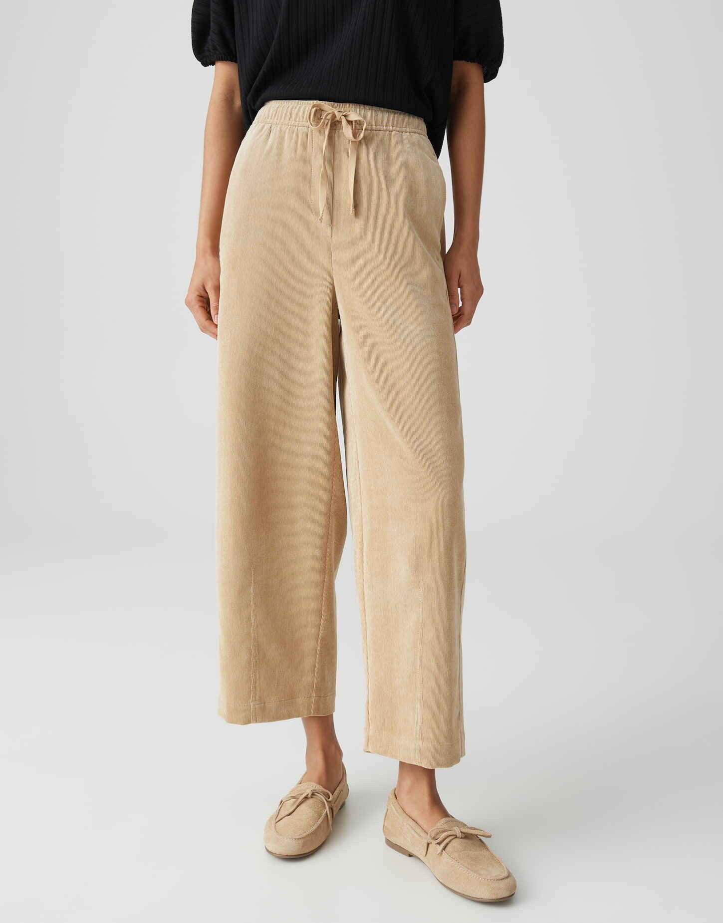 OPUS Stoffhose MISHA BARREL Leg City Pants aus Feincord vorverlegte Seitennaht