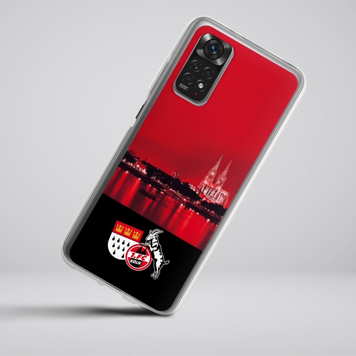 DeinDesign Handyhülle Skyline 1. FC Köln Offizielles Lizenzprodukt Skyline Köln Rot, Xiaomi Redmi Note 11 Silikon Hülle Bumper Case Handy Schutzhülle
