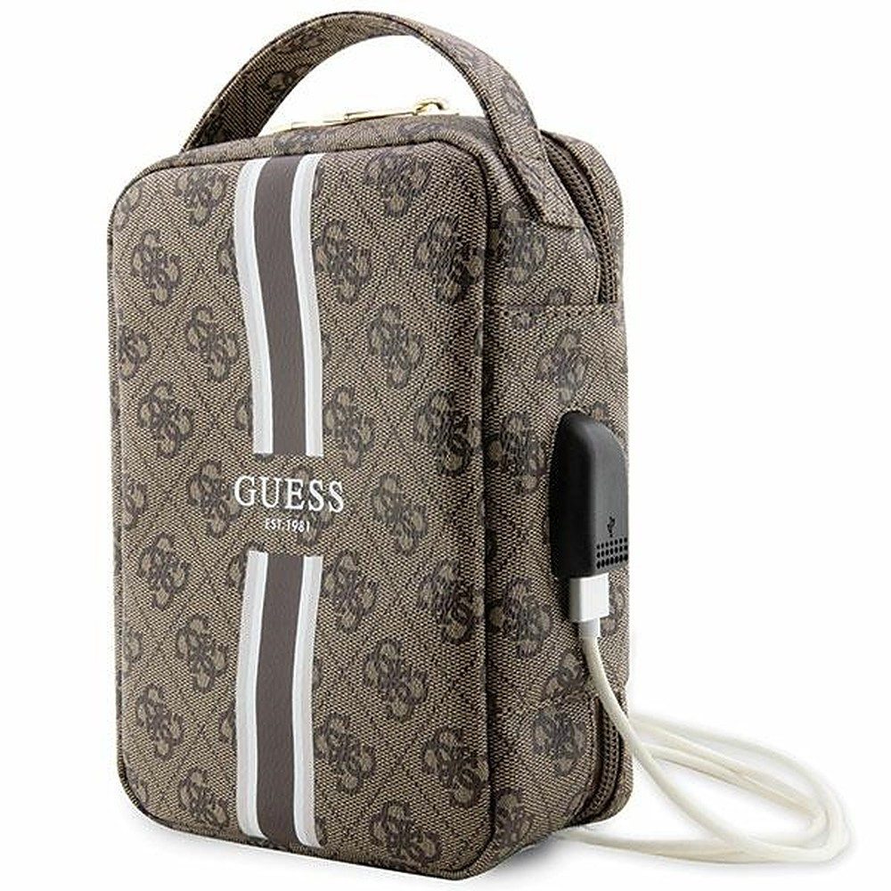 Guess Handtasche Organizertasche Zubehörtasche Kabeltasche (Spar-Set, 1-tlg., 24 x 16 x 7 cm elegant), 4G Logo-Print, Saffiano-Optik, USB-Durchführung