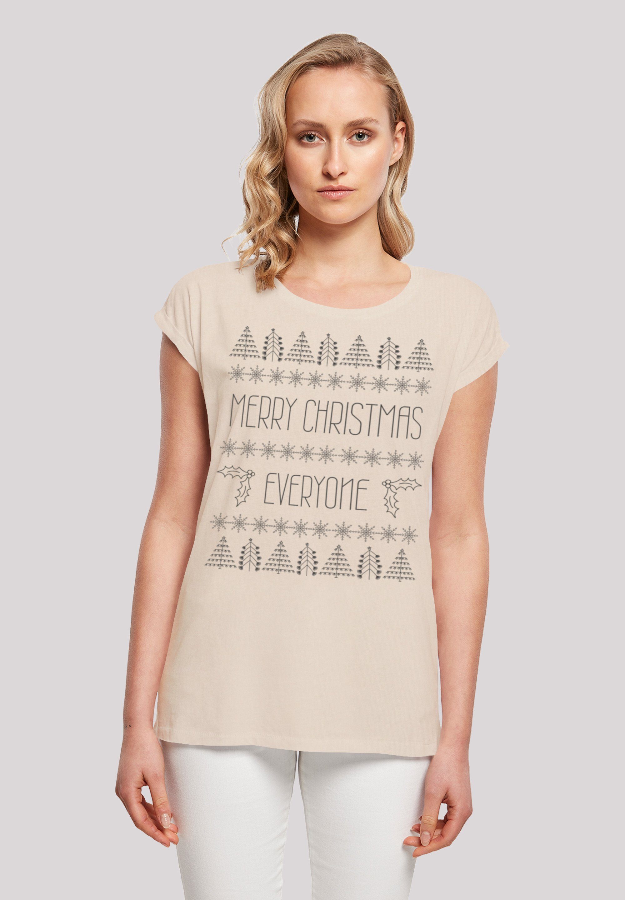 F4NT4STIC T-Shirt Merry Everyone Print Christmas Whitesand Weihnachten
