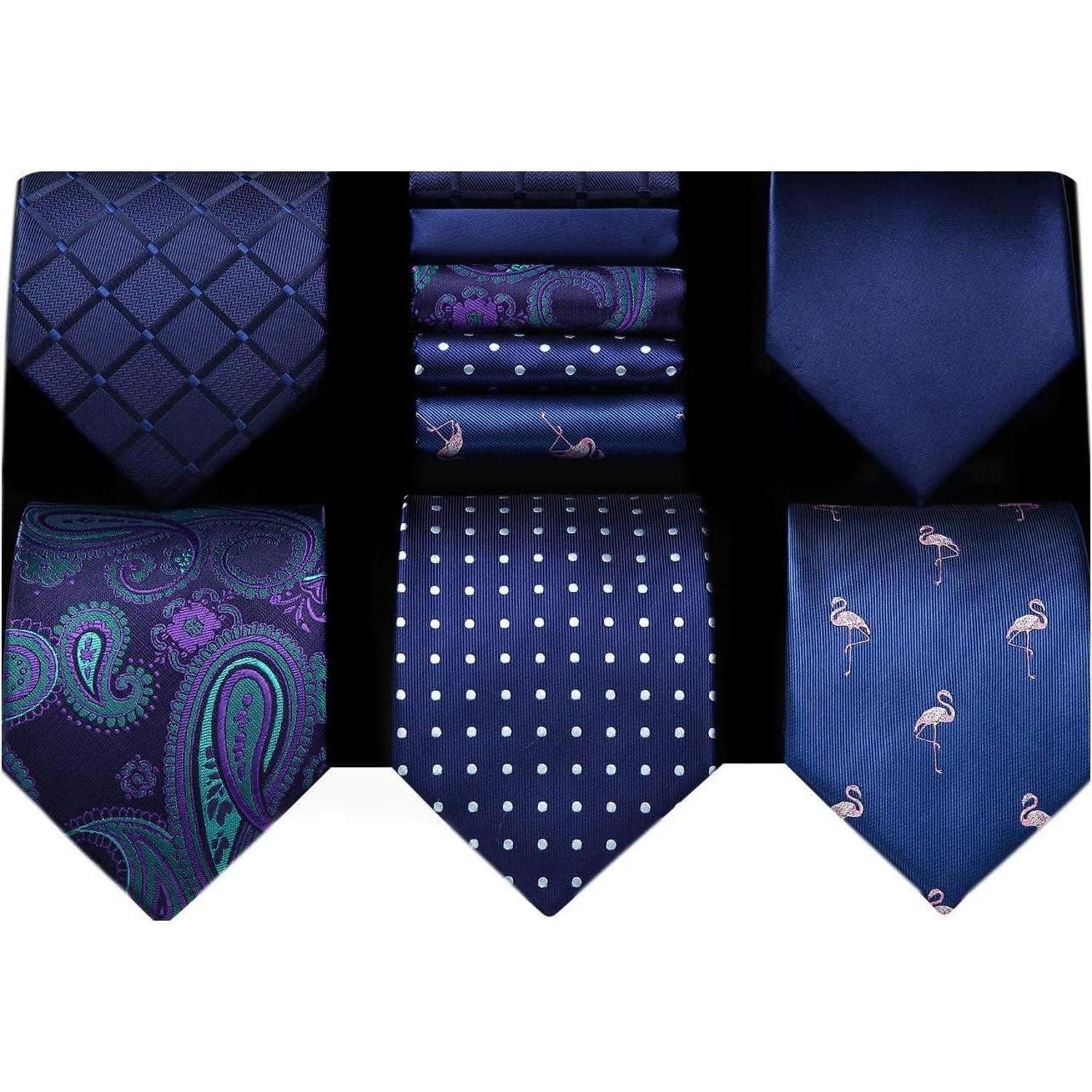 LuxusKollektion Krawatte Krawattenset Herren 5er Seide Einstecktuch Geschenkbox T5-03