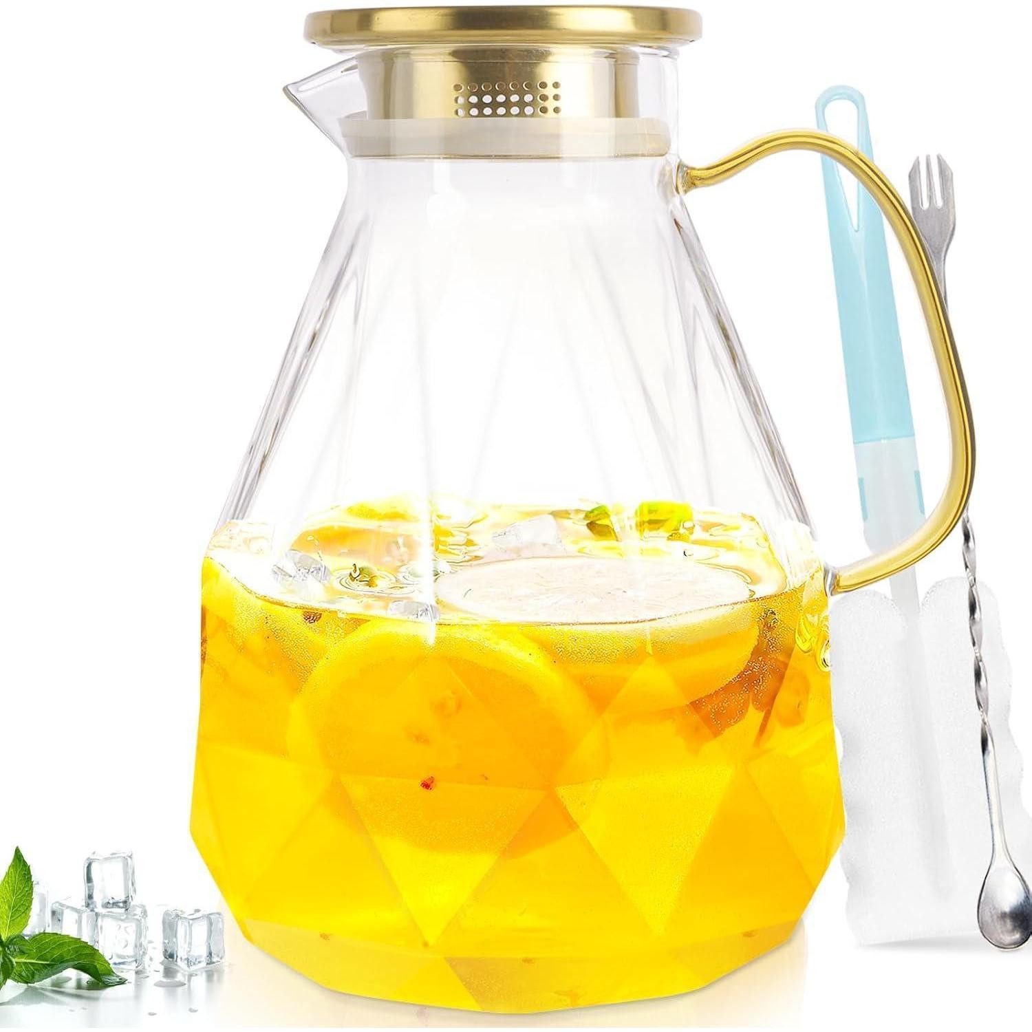 LuxusKollektion Wasserkrug Glaskrug Deckel Eisteekrug Diamantform spülmaschinenfest 3 Liter