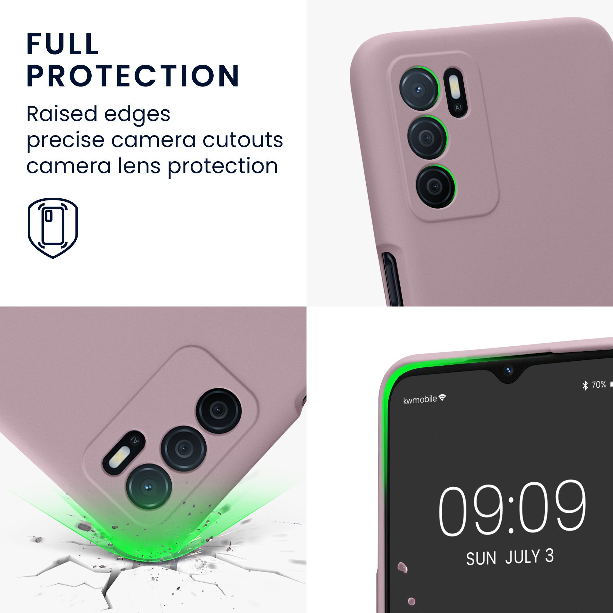 kwmobile Handyhülle Slim Case für Oppo A16 / A16s / A54s, Hülle Silikon Handy - Handyhülle gummiert