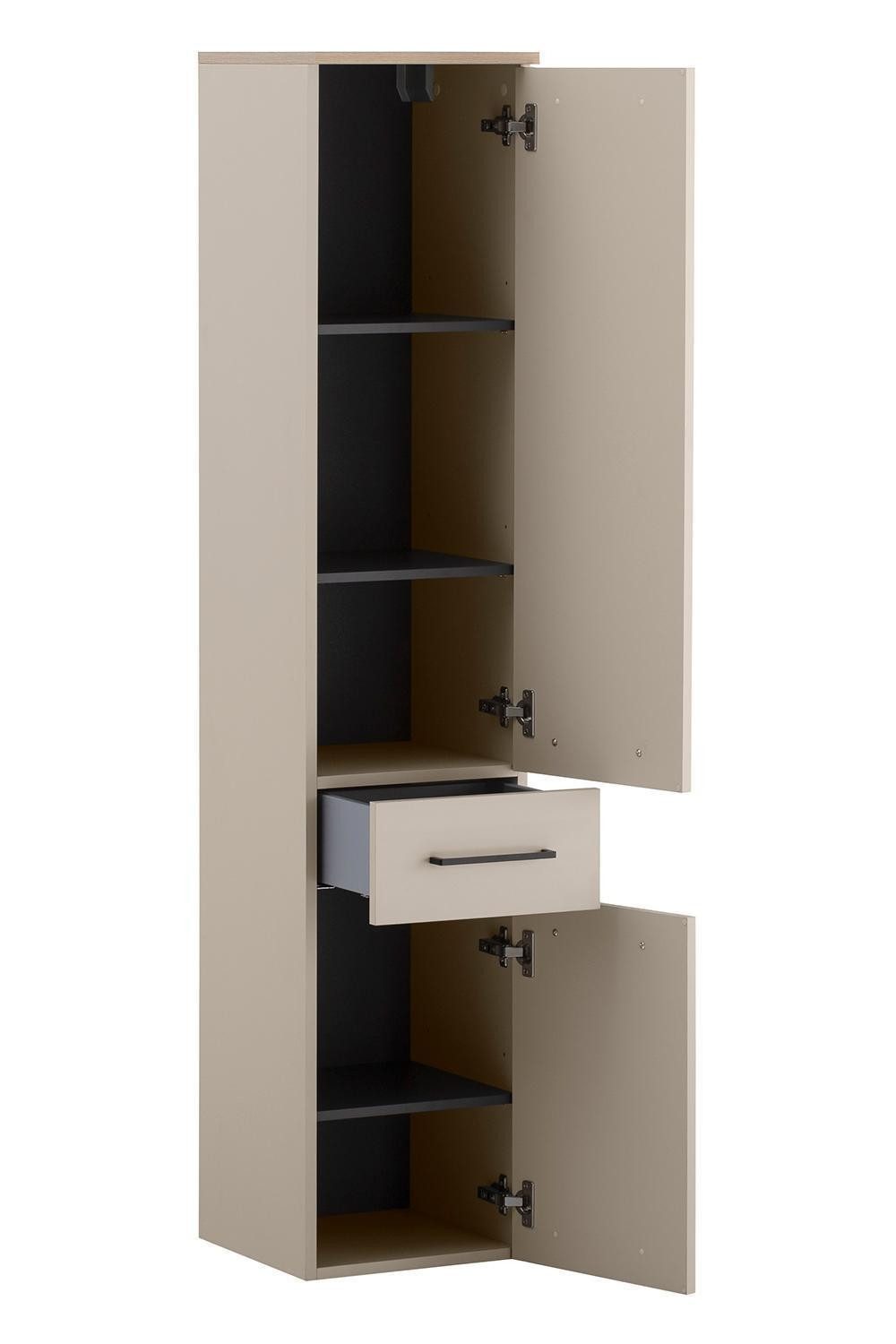 Vito Midischrank MALO, Cremebeige, 2 Türen, 1 Schublade, Soft-Close-Funktion, B 33 x H 160 x T 35 cm